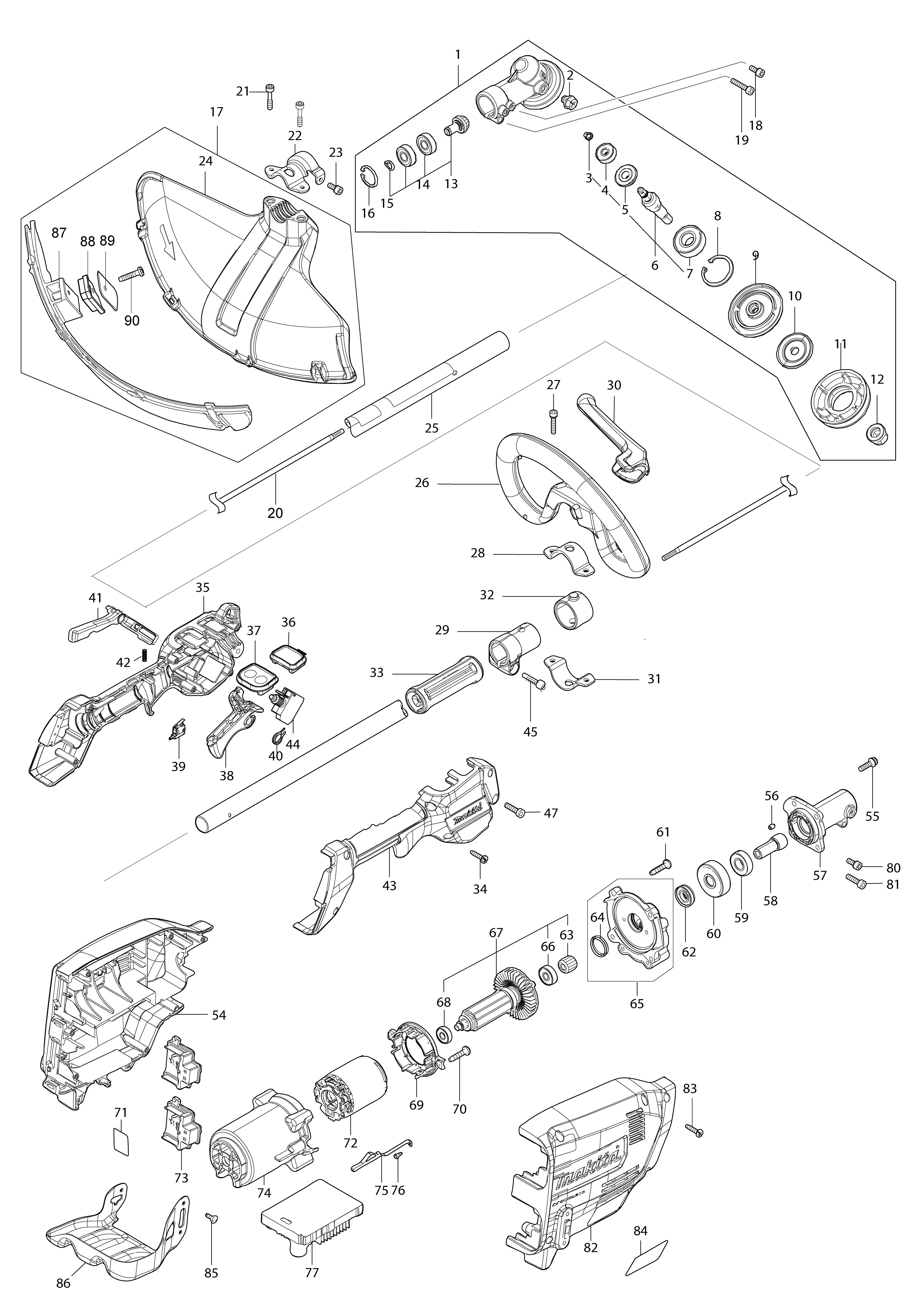 Pièces détachées Coupe herbe Makita DUR369L