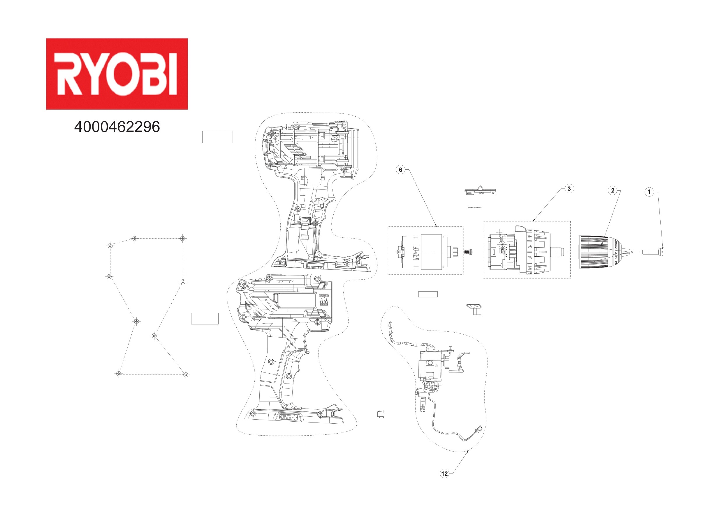 Pièces détachées Perceuse visseuse Ryobi R18PD3 - 462297 