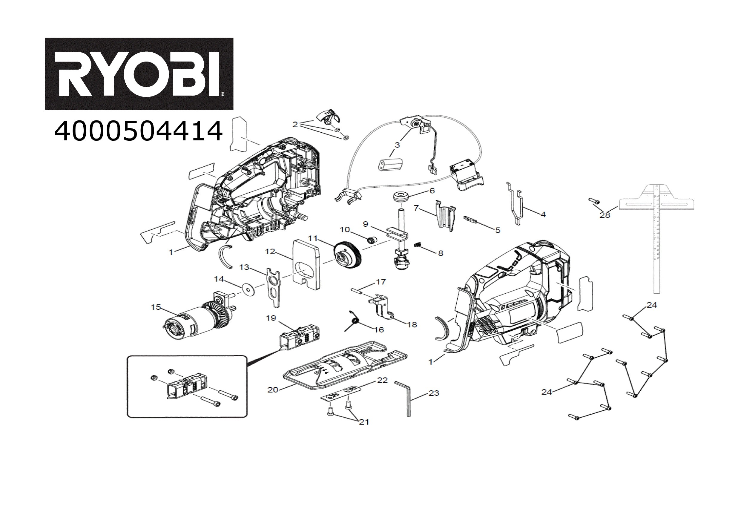 Pièces détachées Scie sauteuse Ryobi R18JS - 504414 