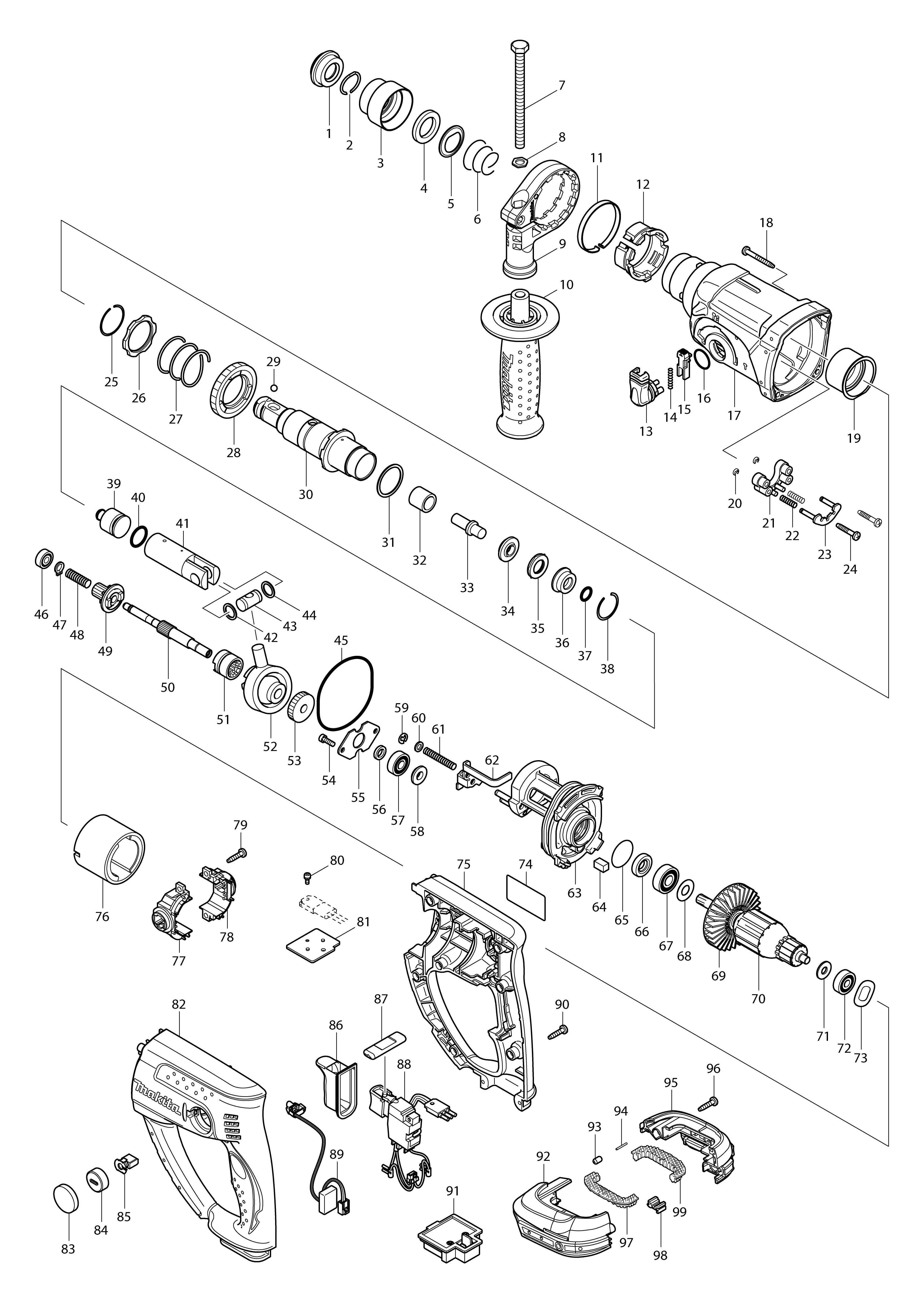 Pièces détachées Perfo-burineur SDS-PLUS Makita BHR202 