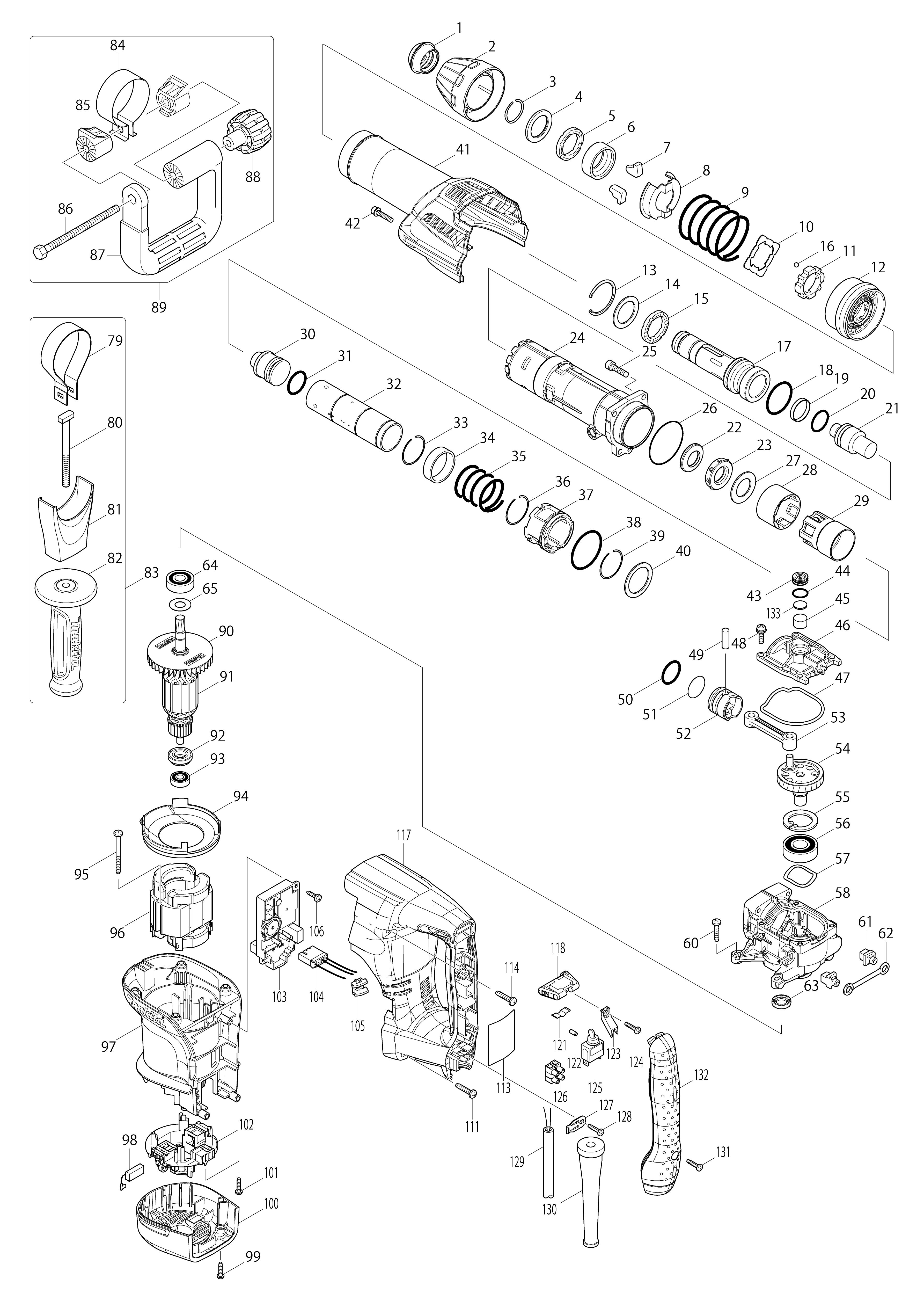 Pièces détachées Burineur SDS-MAX Makita HM0870C