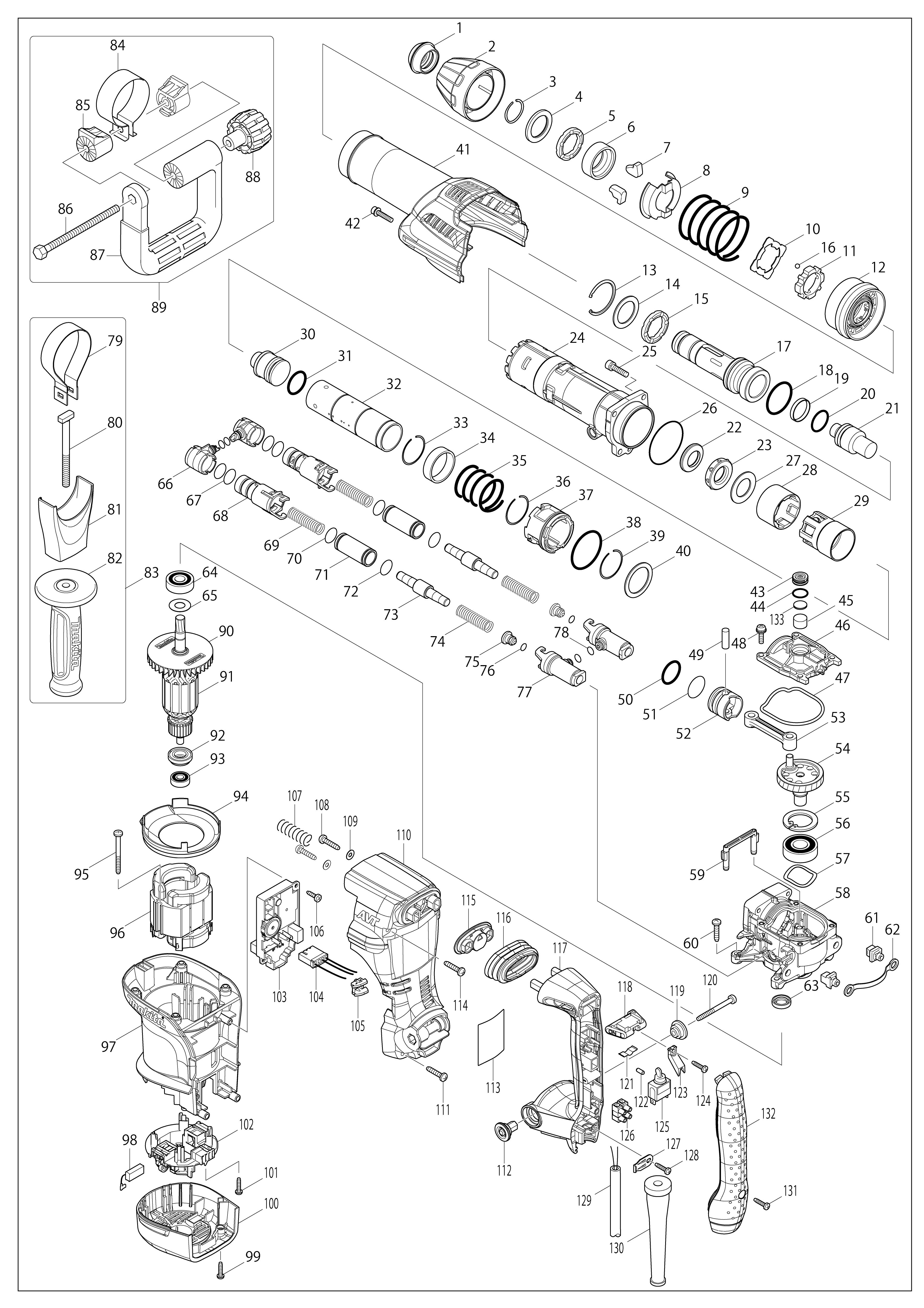 Pièces détachées Burineur SDS-MAX Makita HM0871C