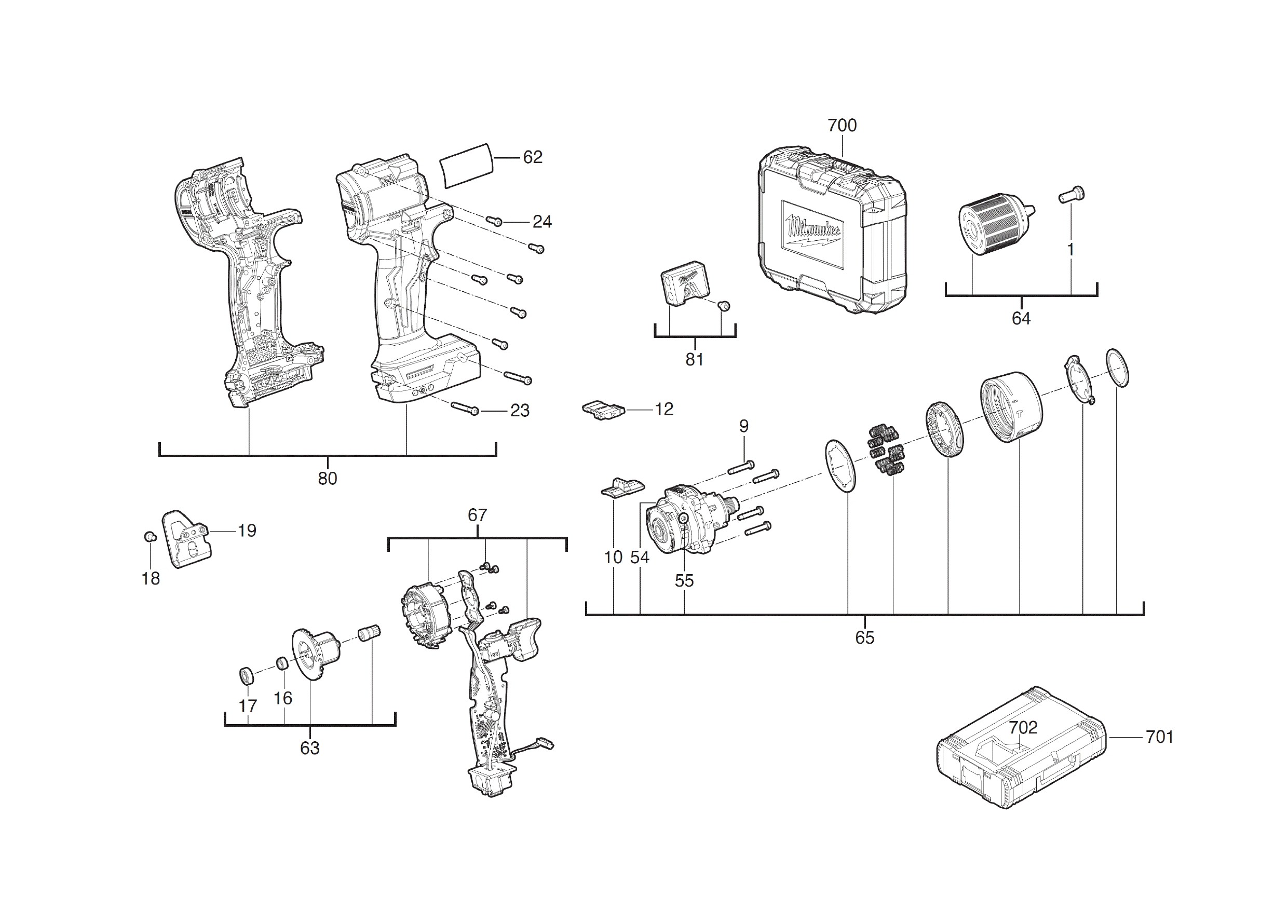 Pièces détachées Perceuse visseuse Milwaukee M18 BLPDRC - 481746 