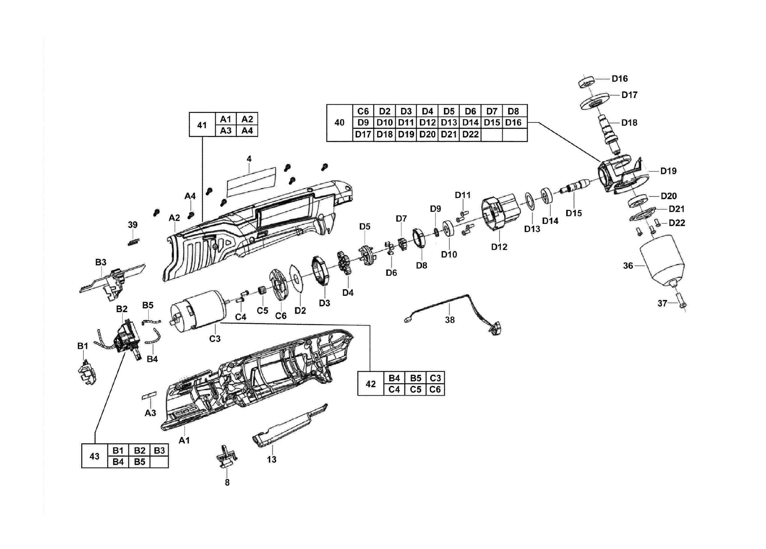Pièces détachées Visseuse d'angle Milwaukee C12 RAD - 413701