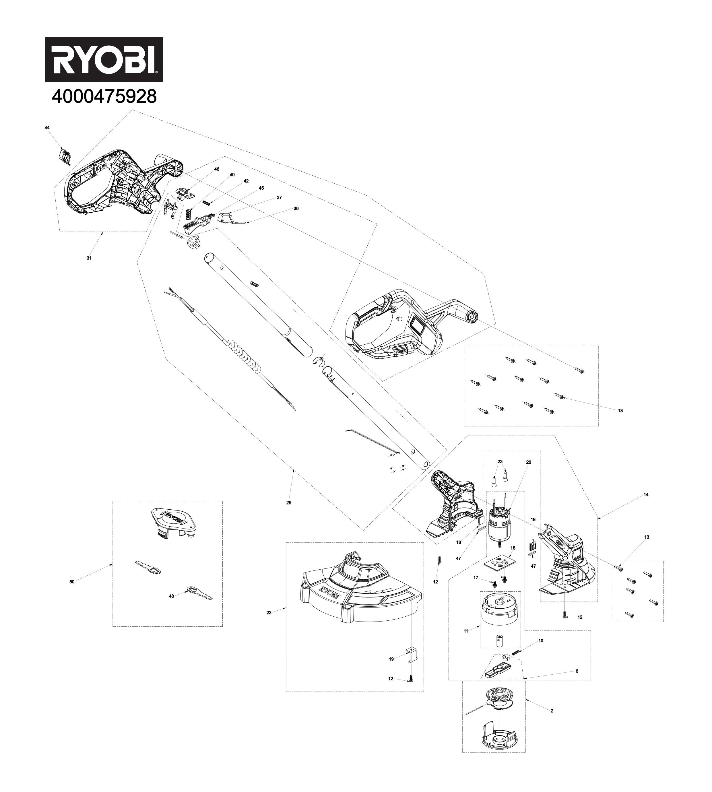 Pièces détachées Coupe herbe Ryobi RY18LT23A - 475928