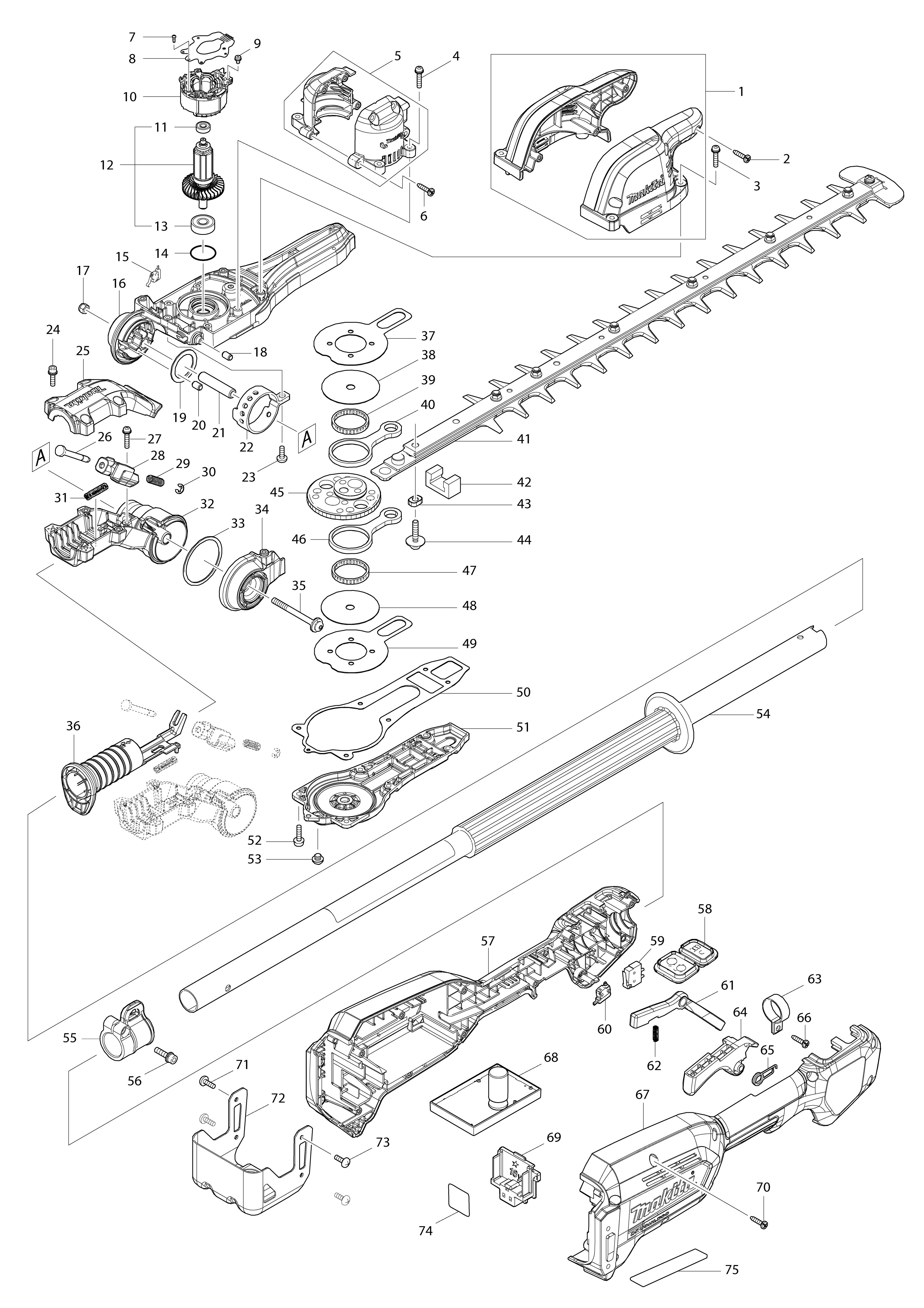 Pièces détachées Taille-haie à perche Makita DUN500W