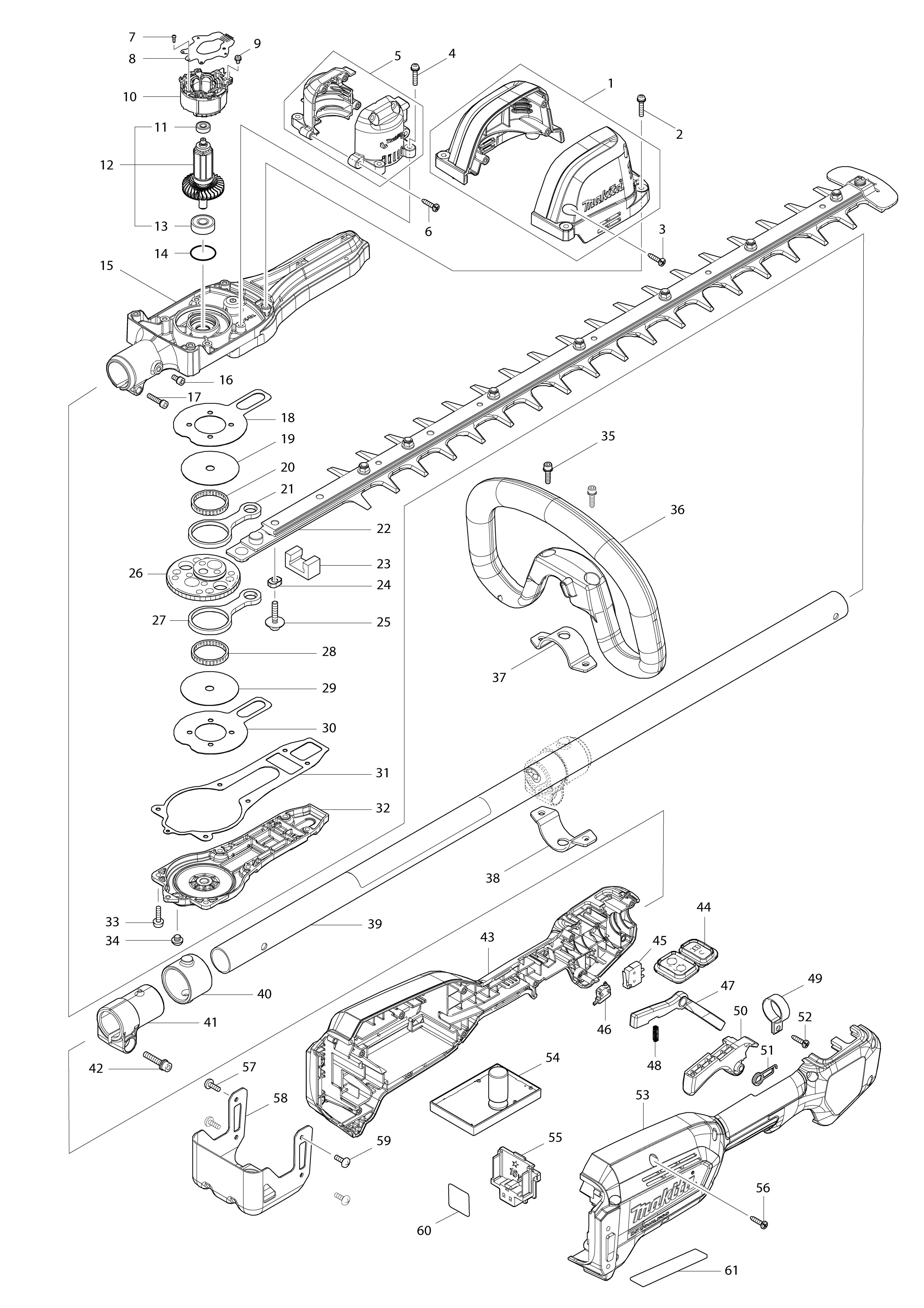 Pièces détachées Taille-haie à perche Makita DUN600L