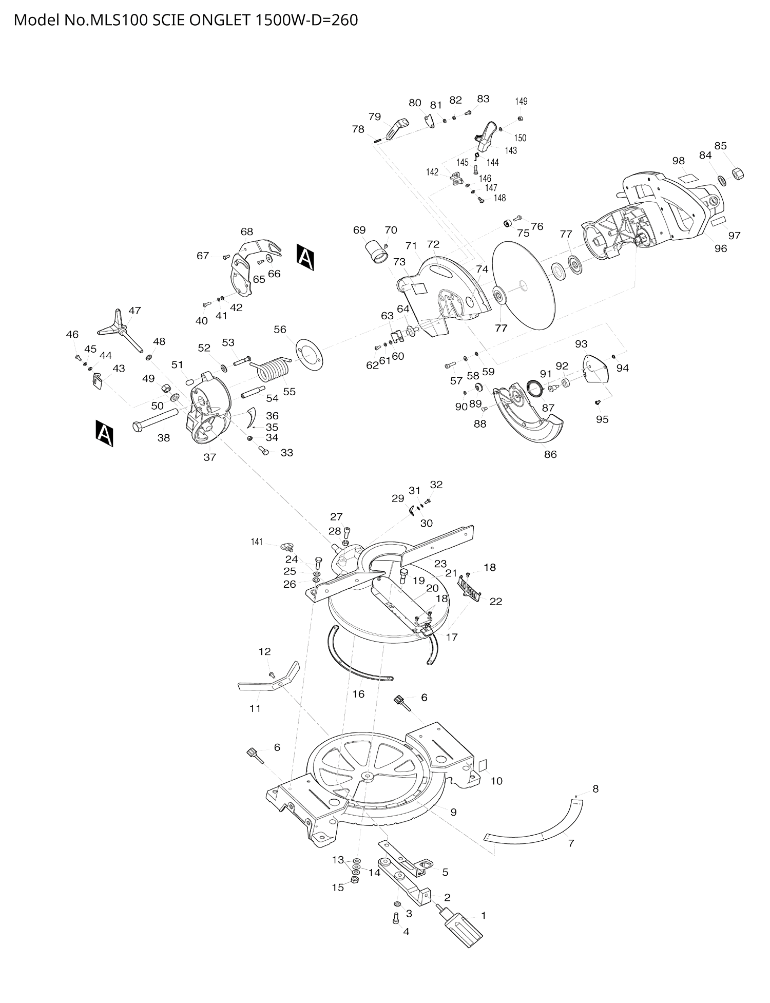 Pièces détachées scie à onglet Makita MLS100