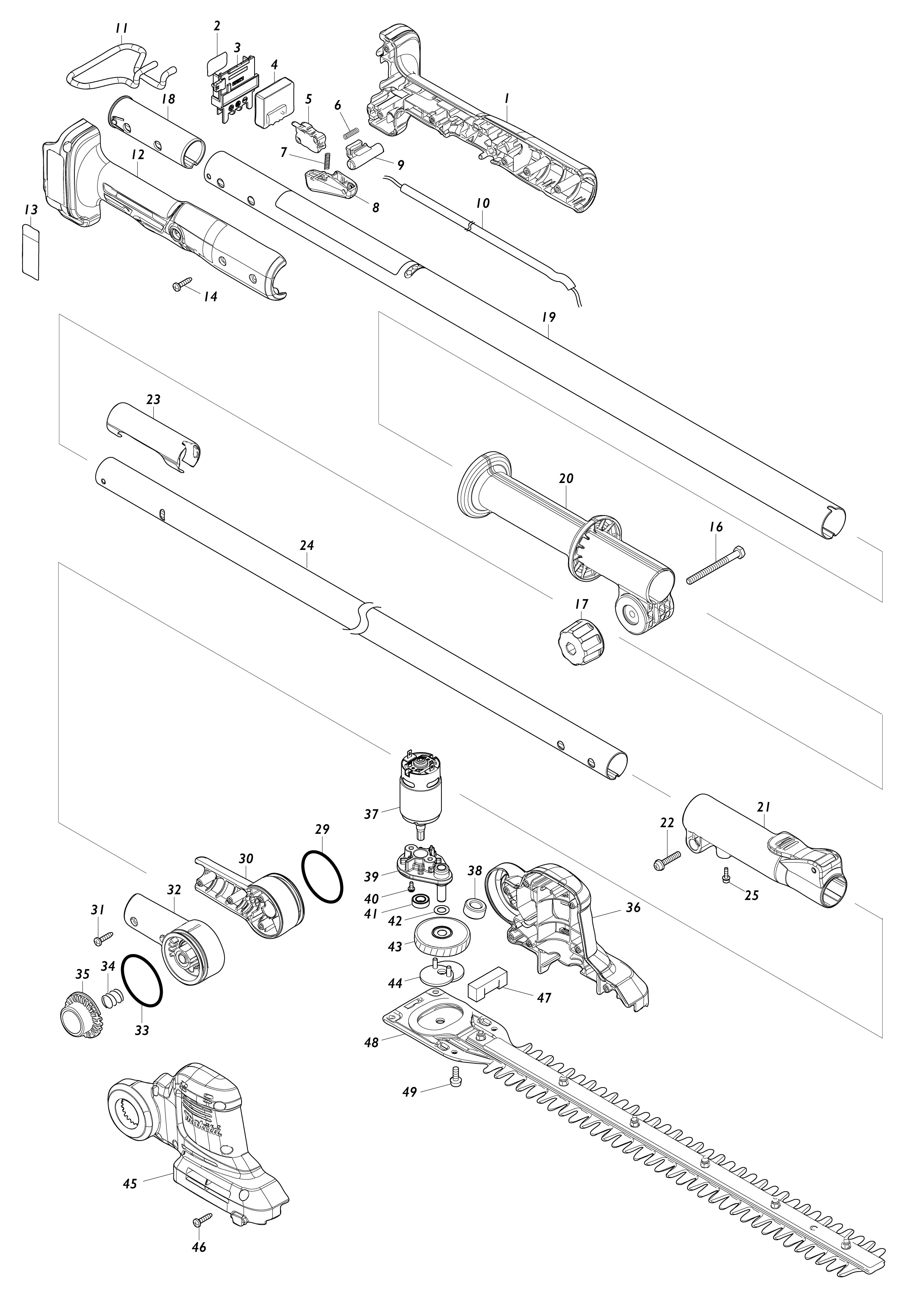 Pièces détachées Taille-haie à perche Makita DUN461W