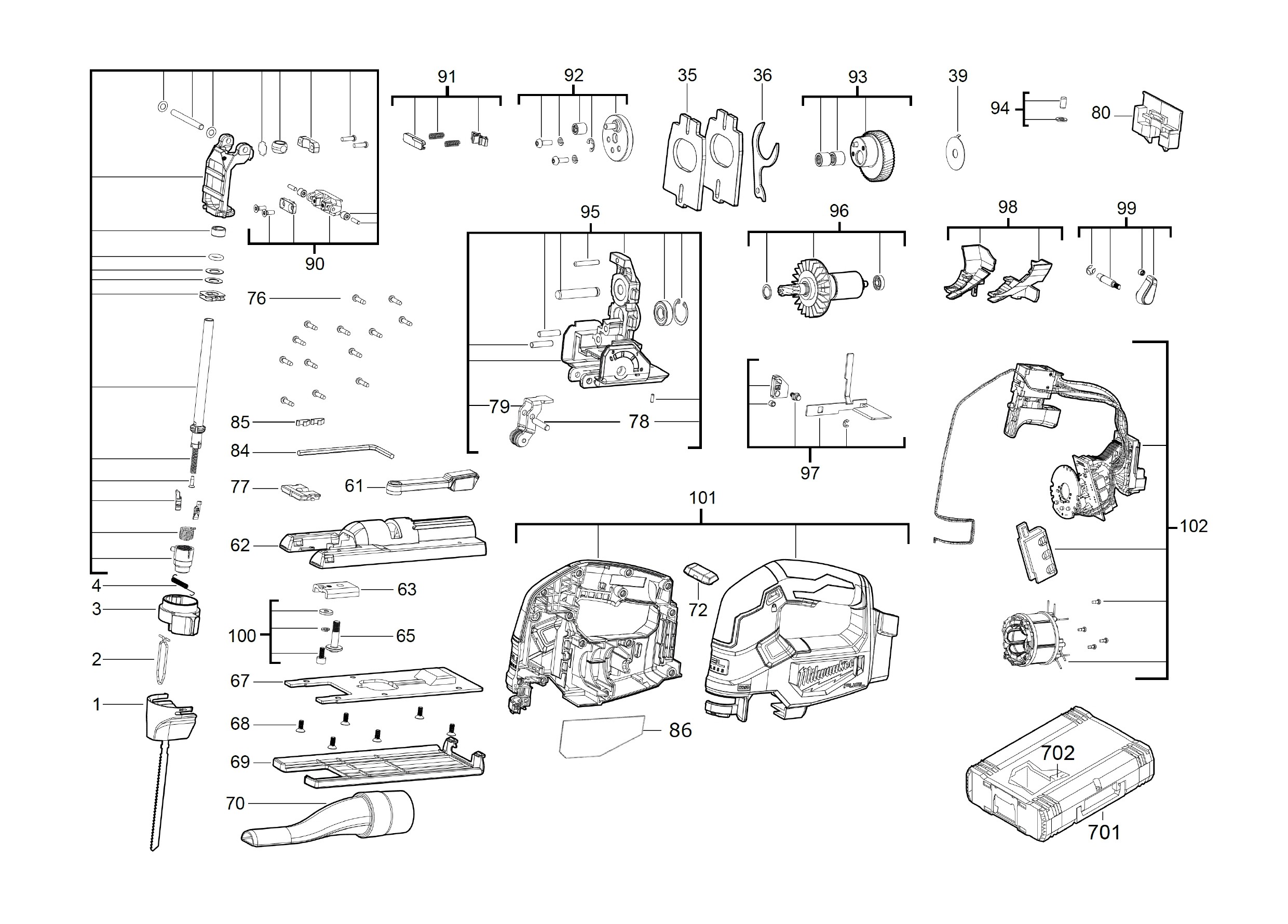 Pièces détachées Scie sauteuse Milwaukee M18 FJS - 469259