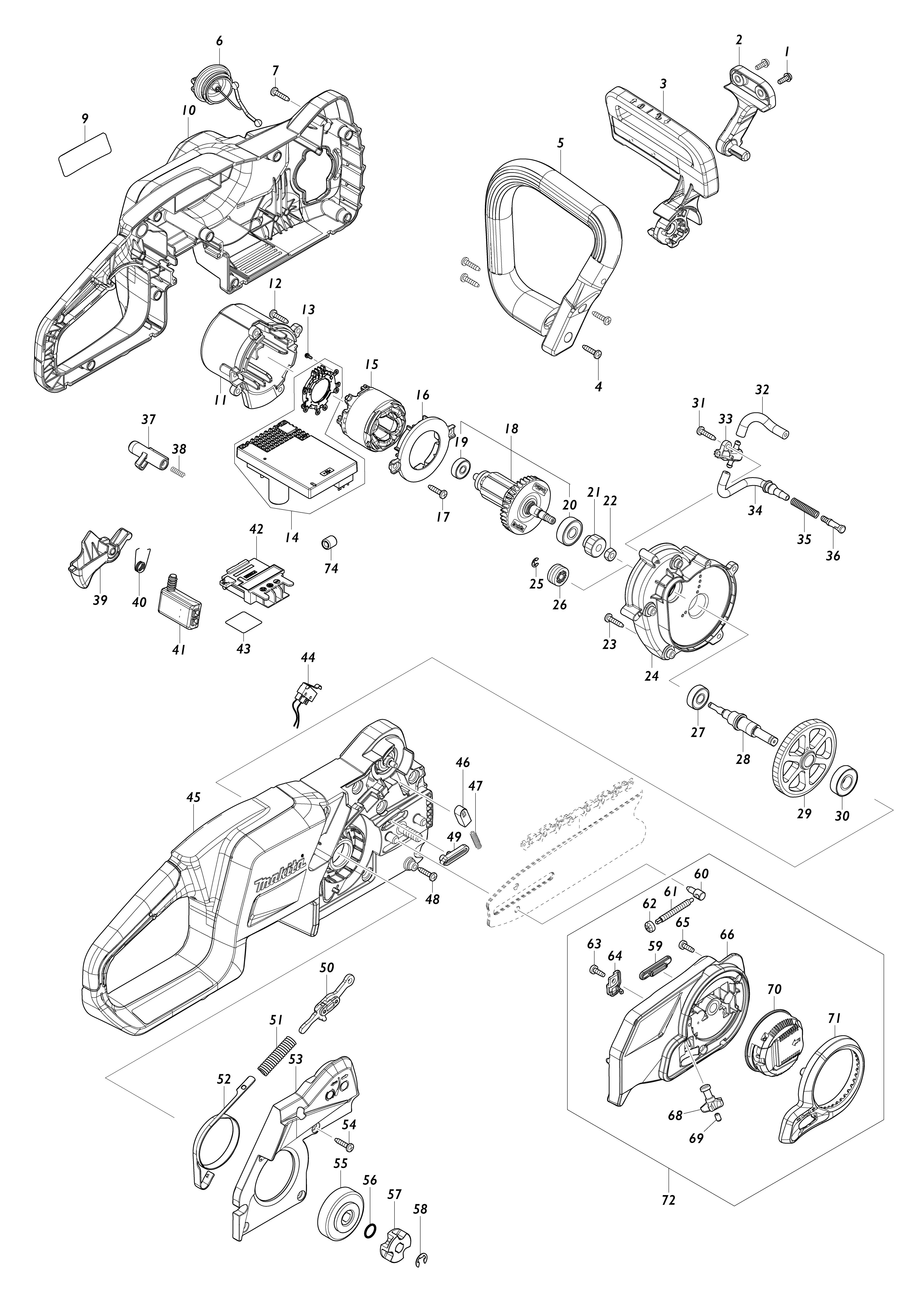 Pièces détachées Tronçonneuse  Makita DUC307