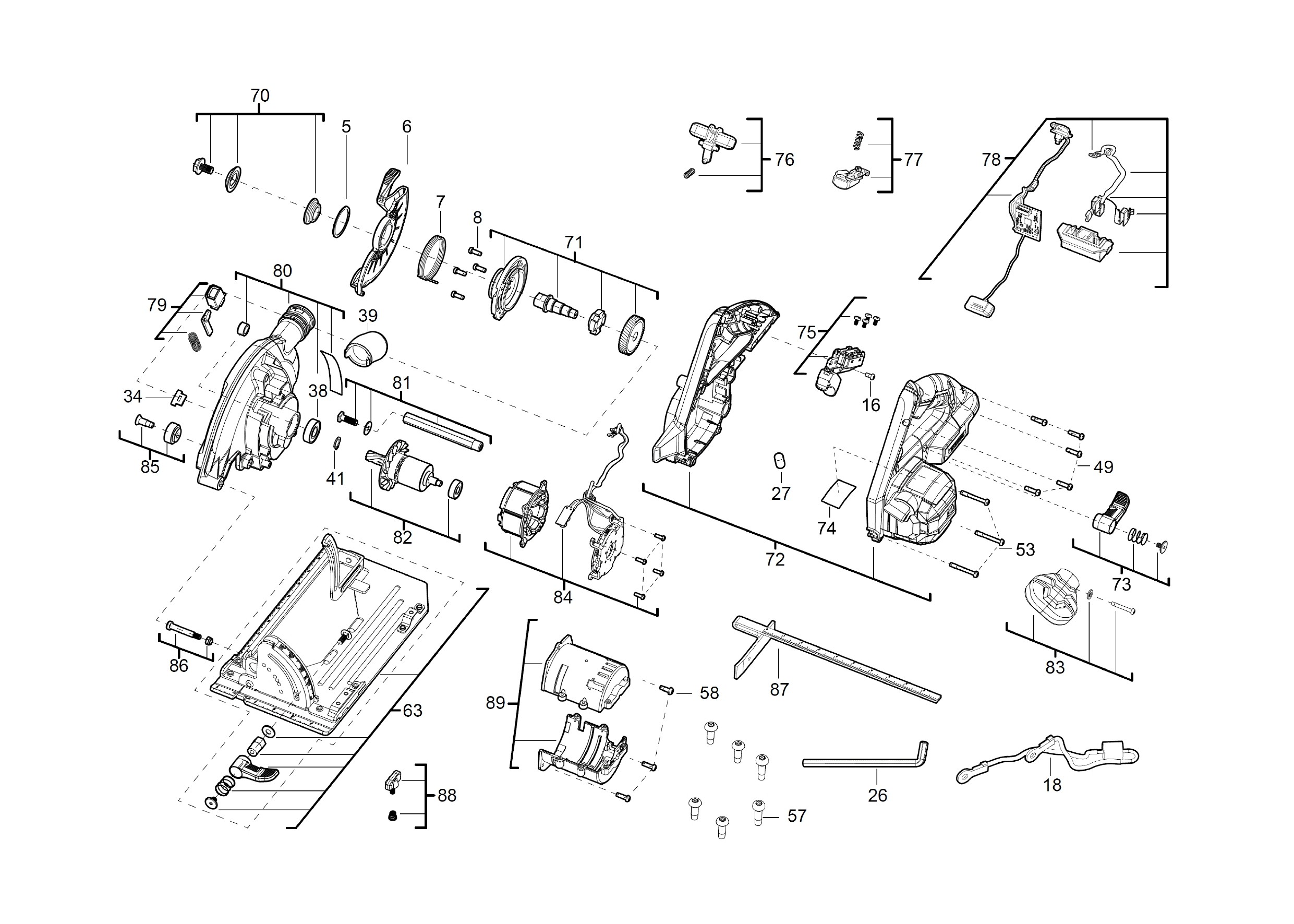 Pièces détachées Scie circulaire AEG BKS 18BL - 456870