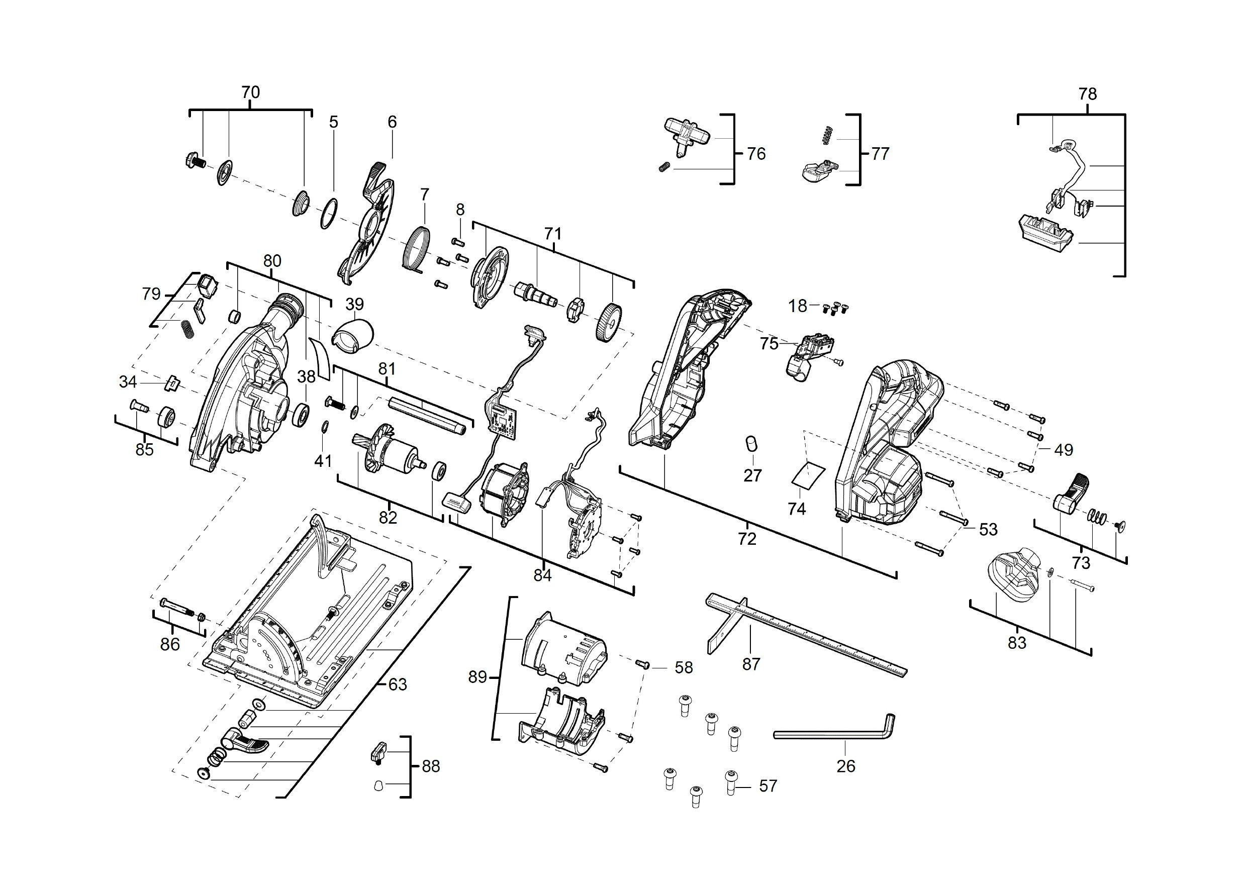 Pièces détachées Scie circulaire AEG BKS 18BL - 474523