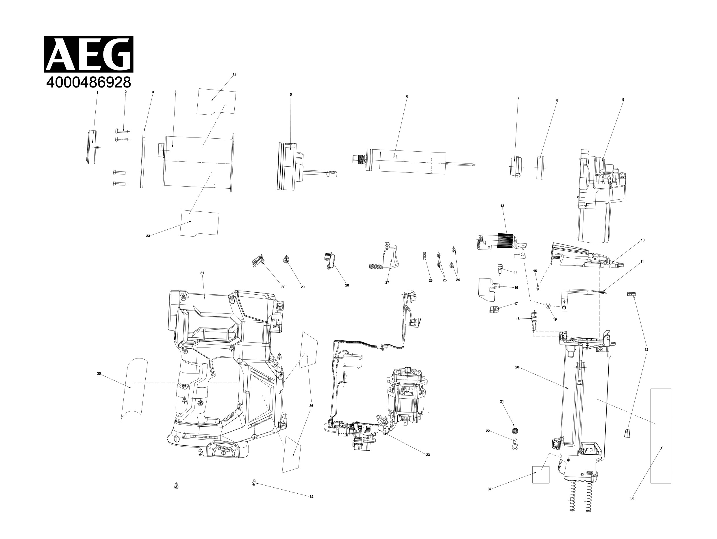 Pièces détachées Cloueur électrique AEG B18BN18 - 486928