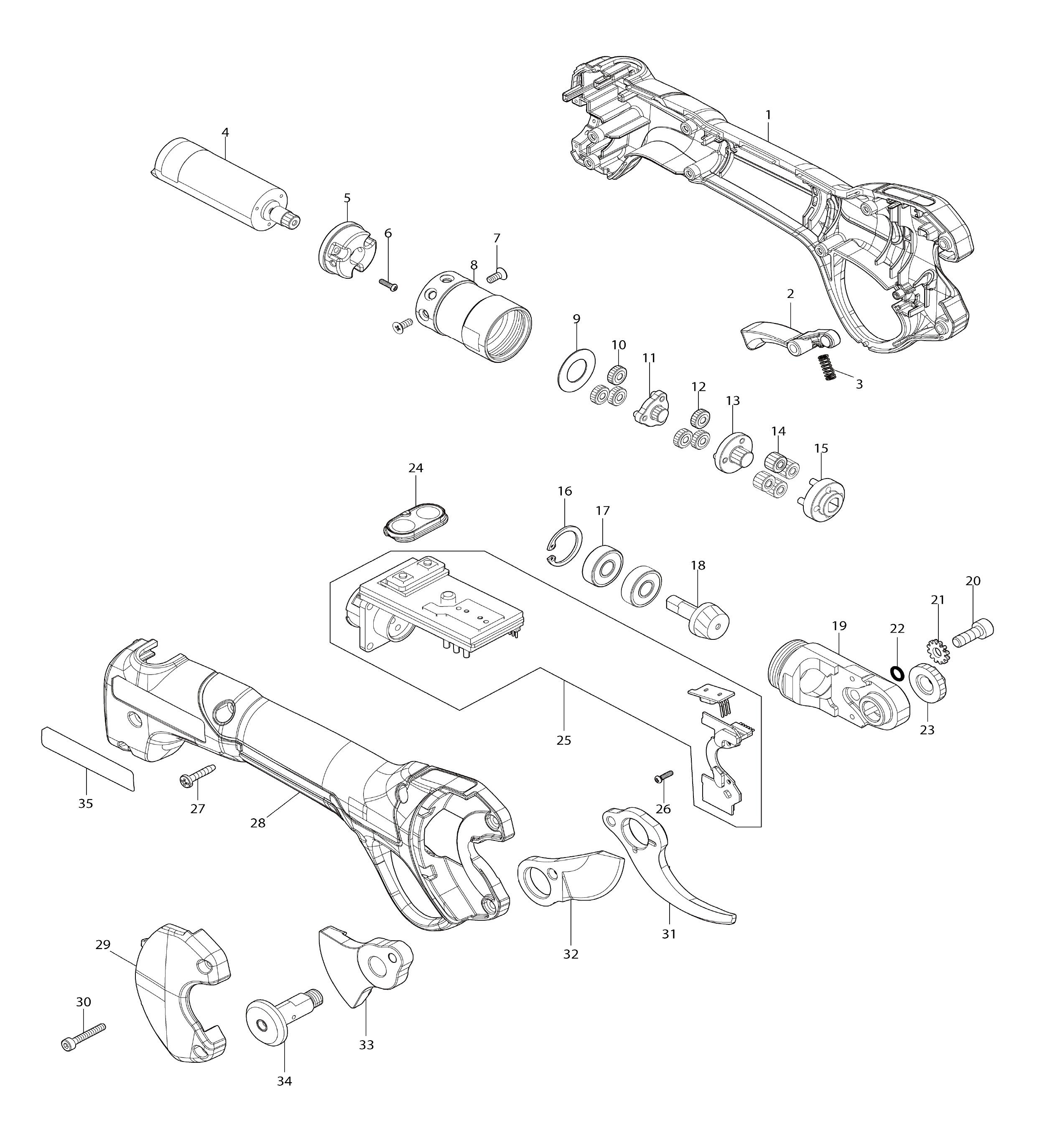 Pièces détachées Sécateur Makita DUP180