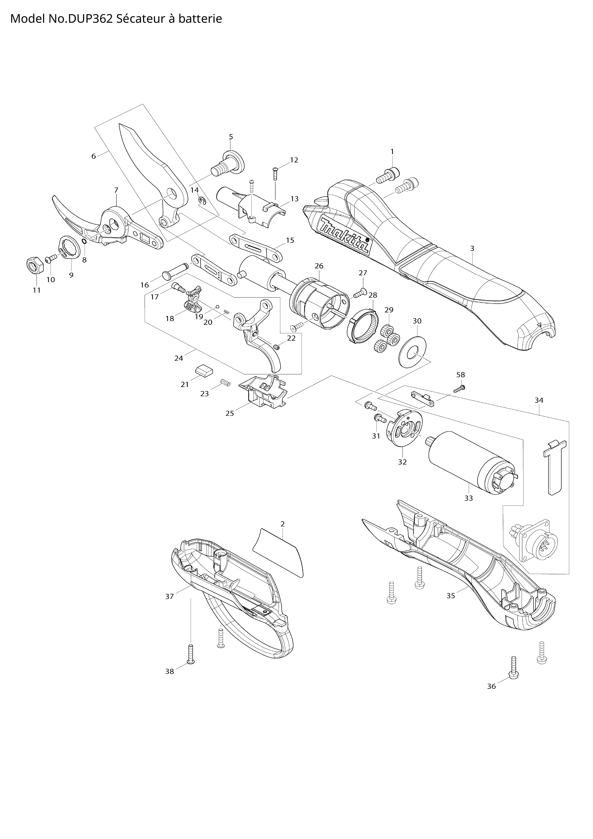 Pièces détachées Sécateur Makita DUP362