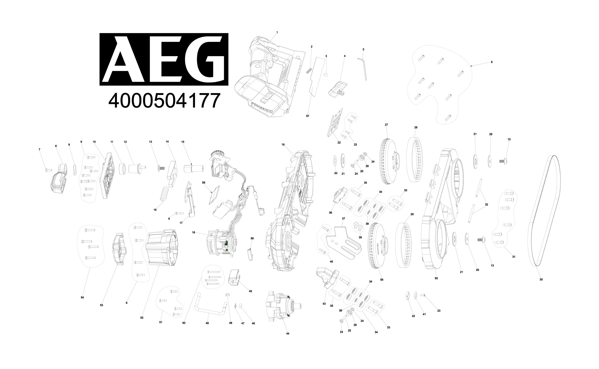 Pièces détachées Scie à ruban AEG BNS 18SBL - 504177
