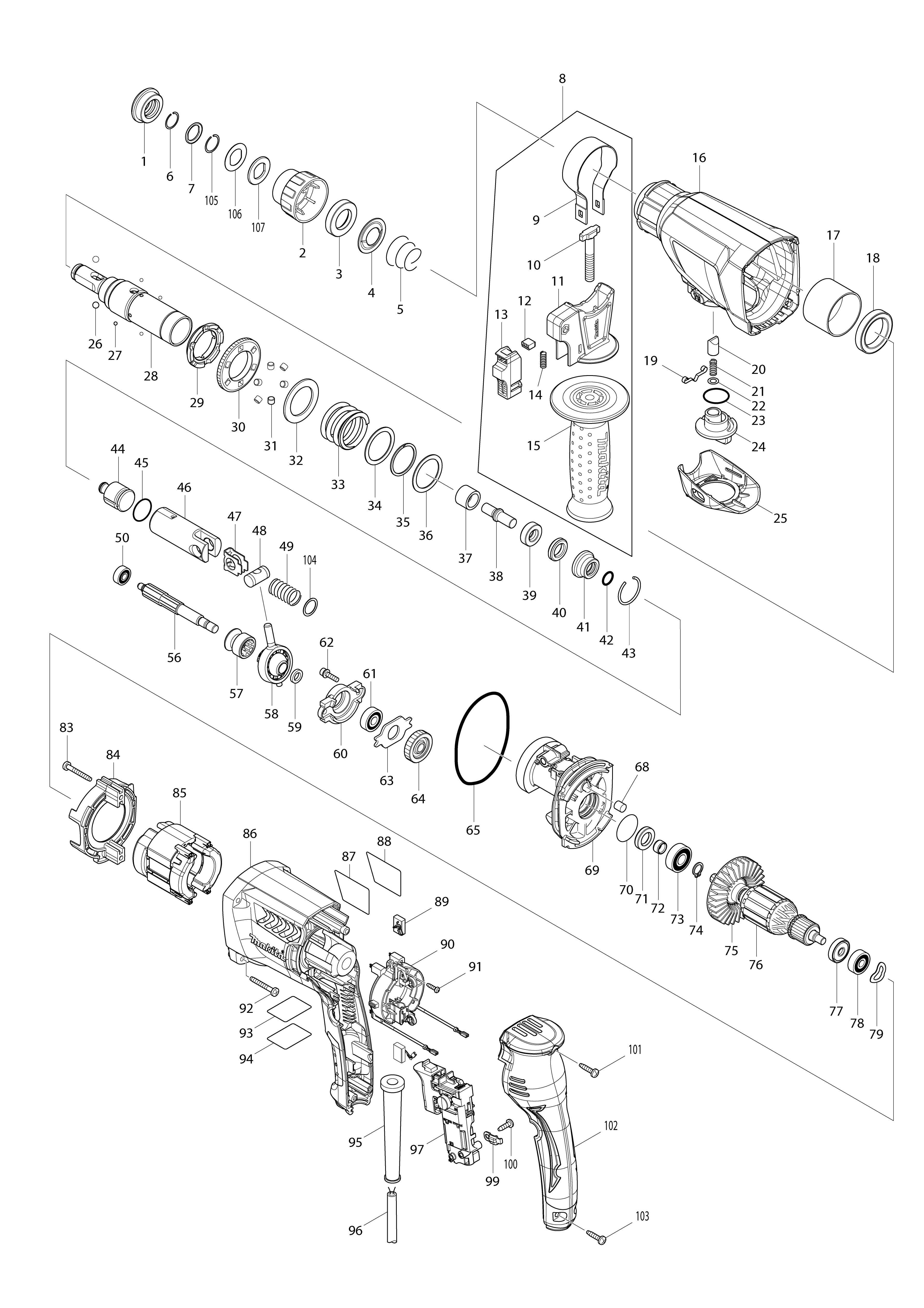 Pièces détachées Perforateur SDS-PLUS Makita HR2300