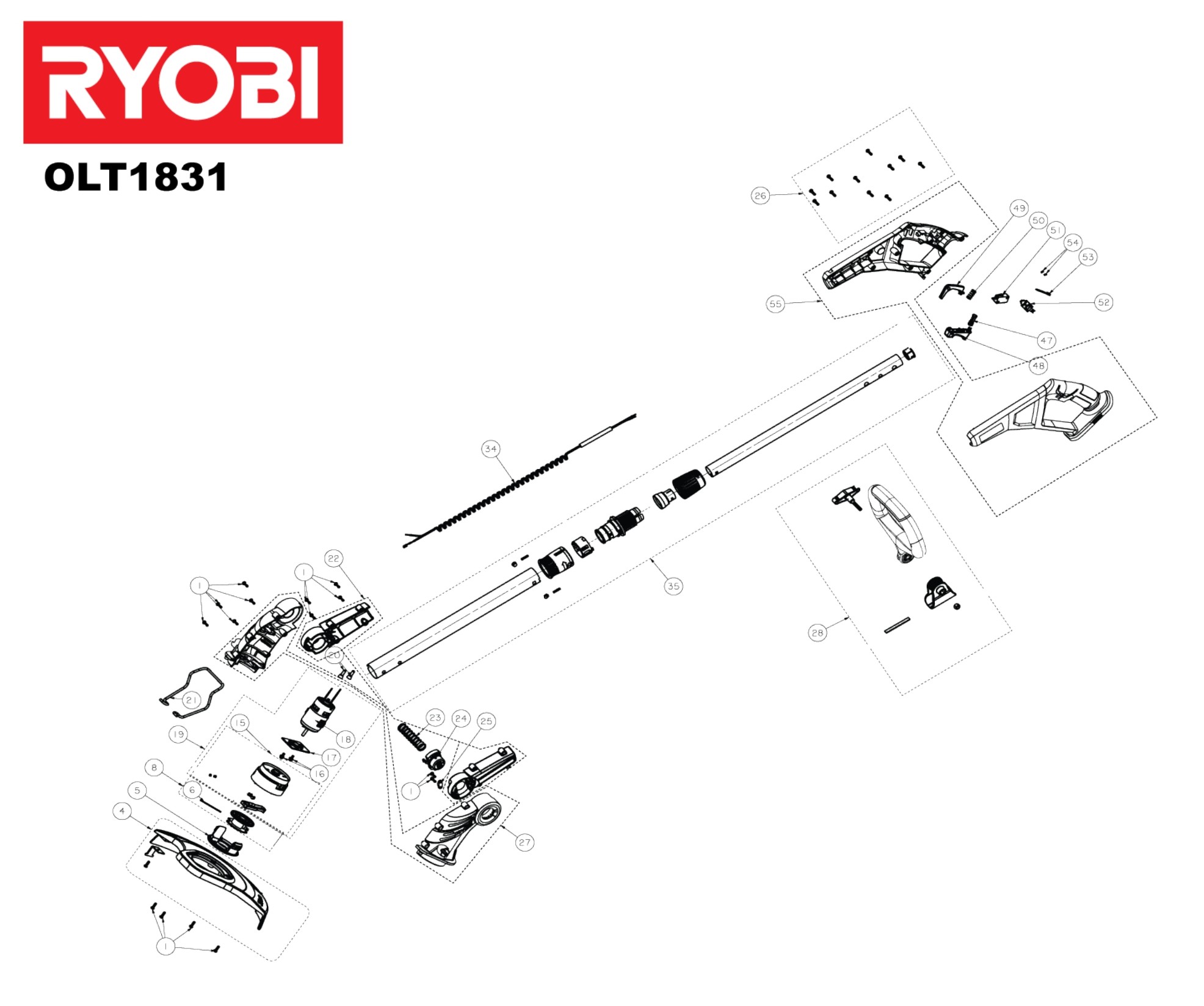 Pièces détachées Coupe herbe Ryobi OLT1831S - 444184