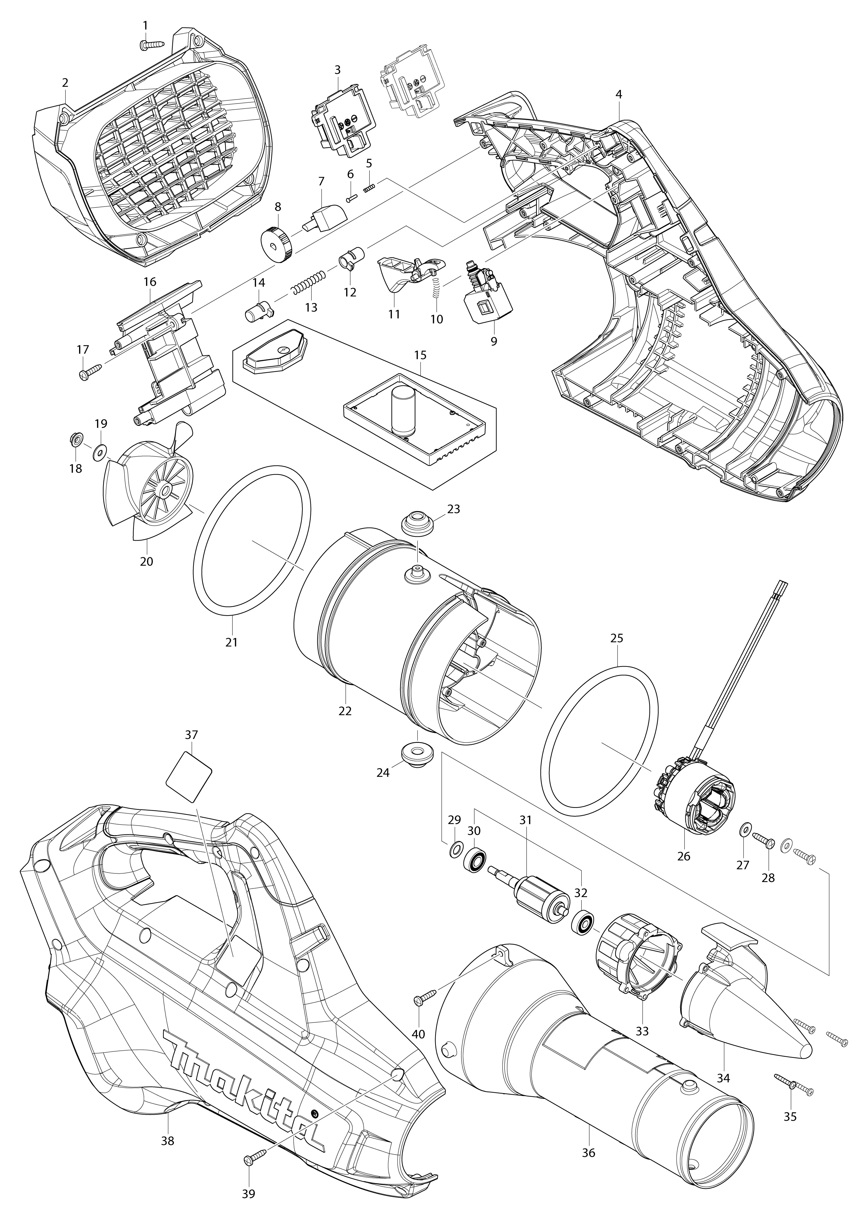 Pièces détachées Souffleur Makita DUB362