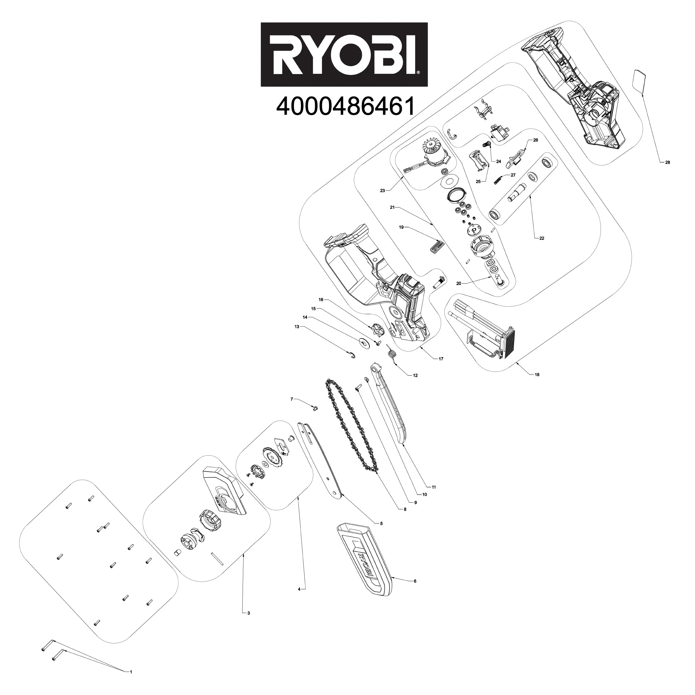 Pièces détachées Tronçonneuse Ryobi RY18PSX15A - 486461