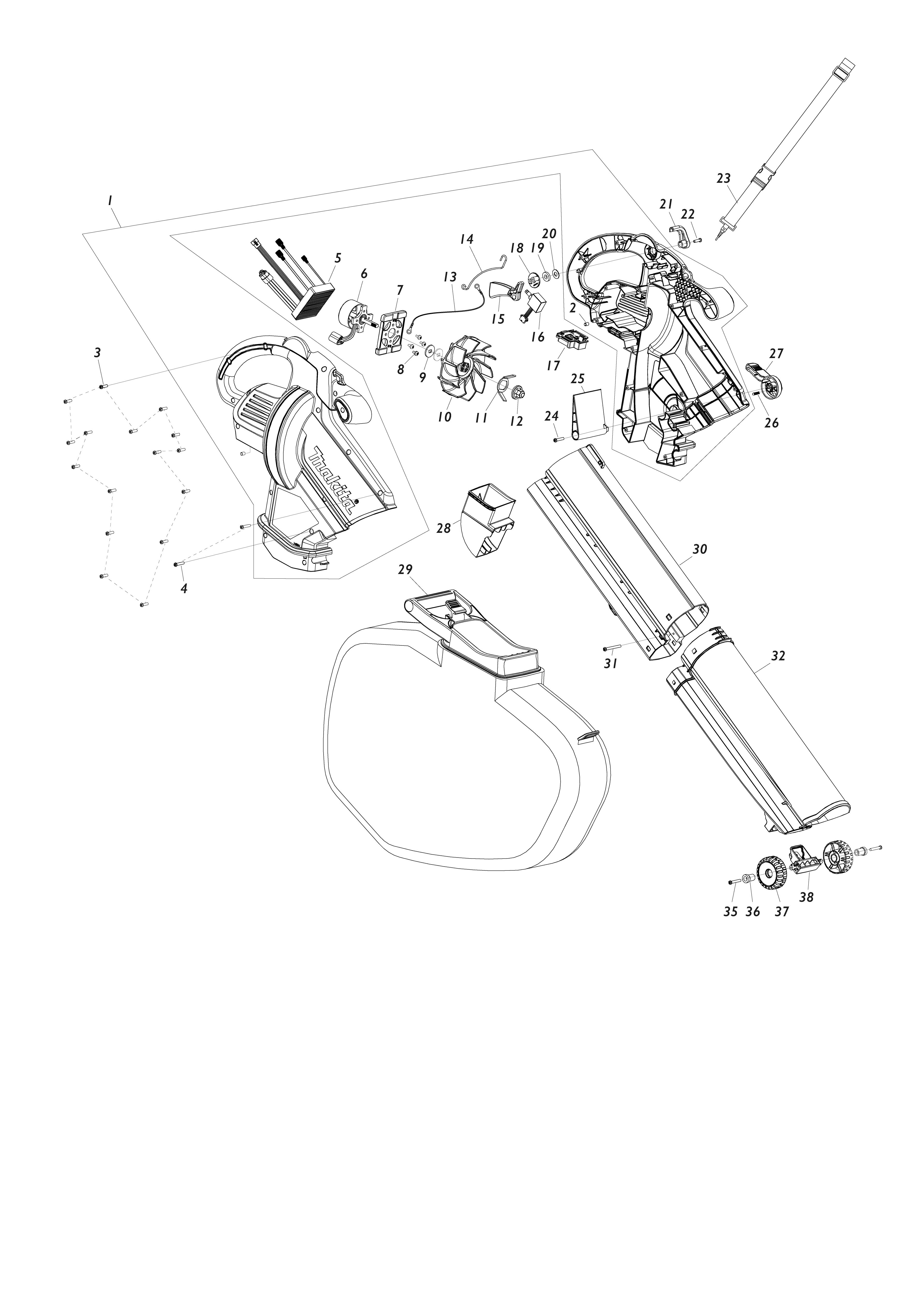 Pièces détachées Souffleur Makita DUB187