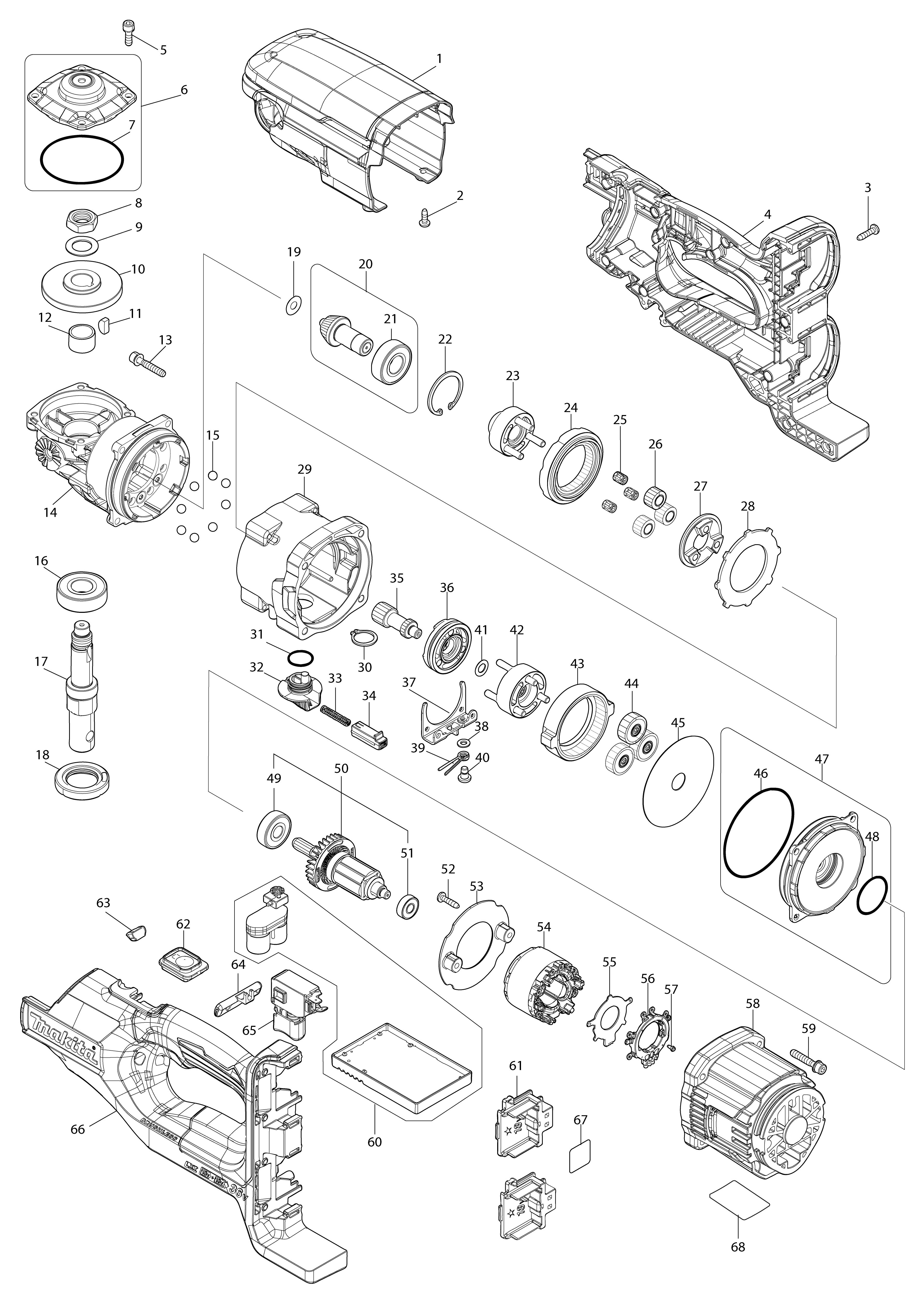 Pièces détachées Tarière Makita DDG461