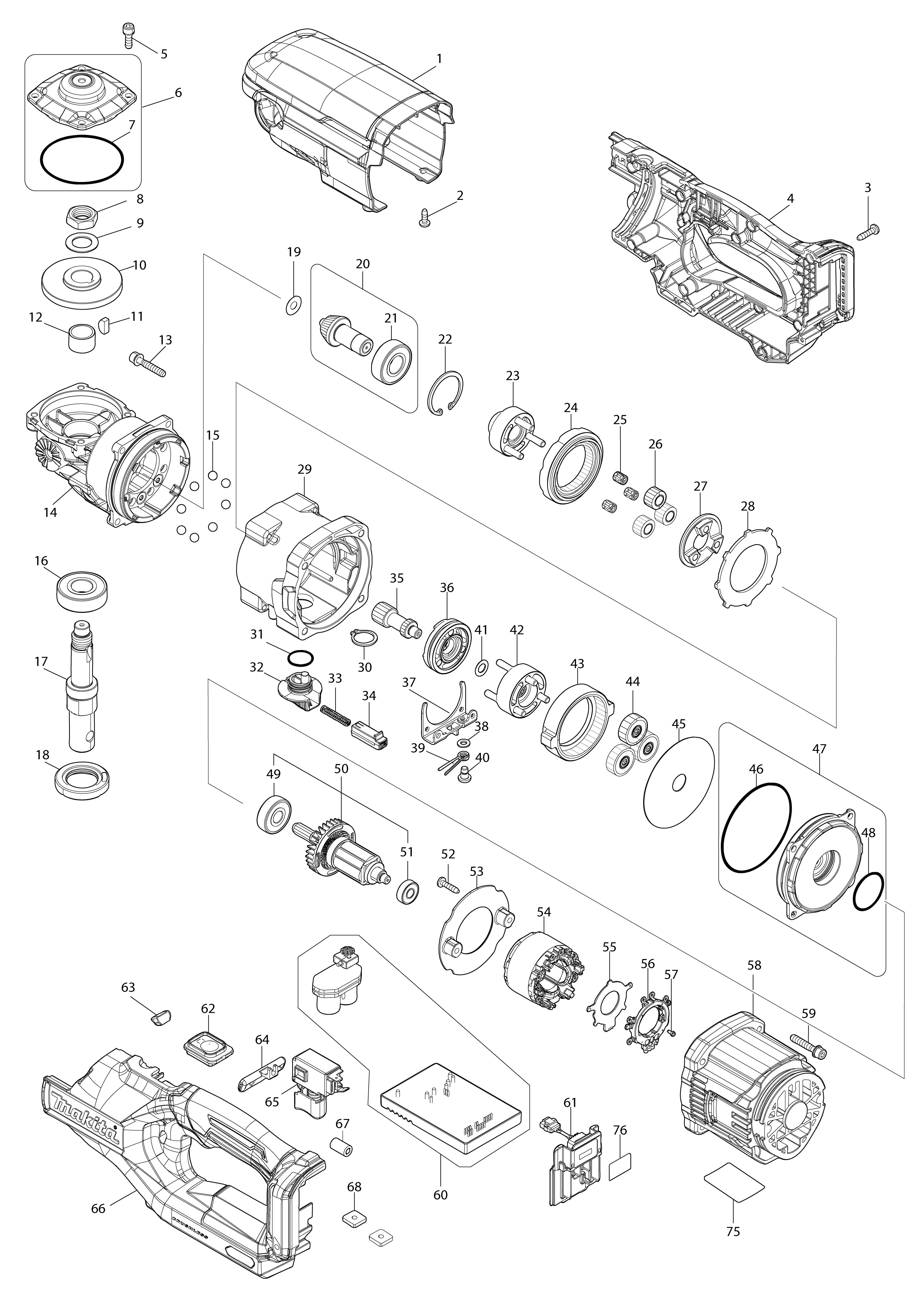 Pièces détachées Tarière 40V Makita DG002G