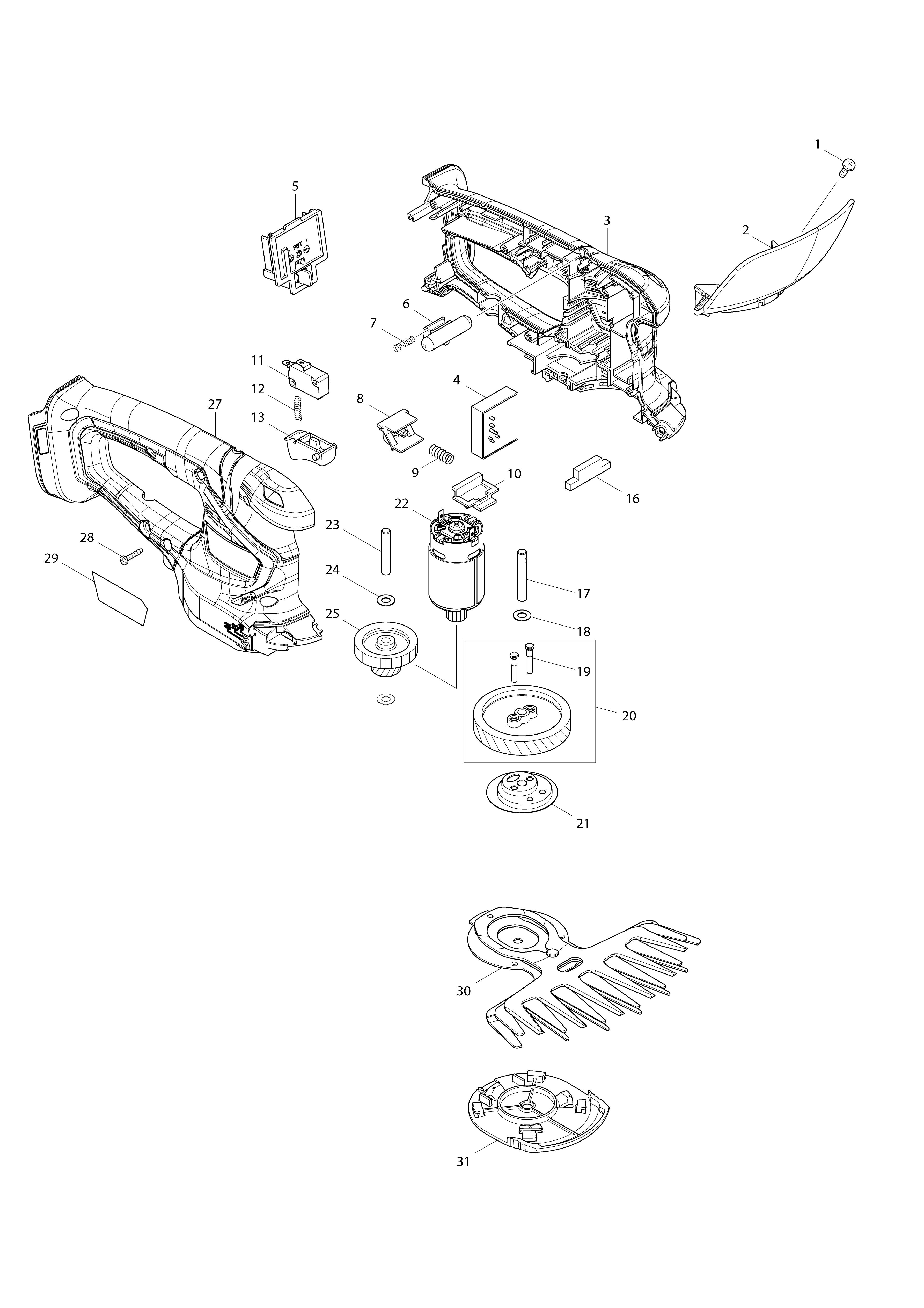 Pièces détachées Taille-herbe / Sculpte-Haie Makita DUM604
