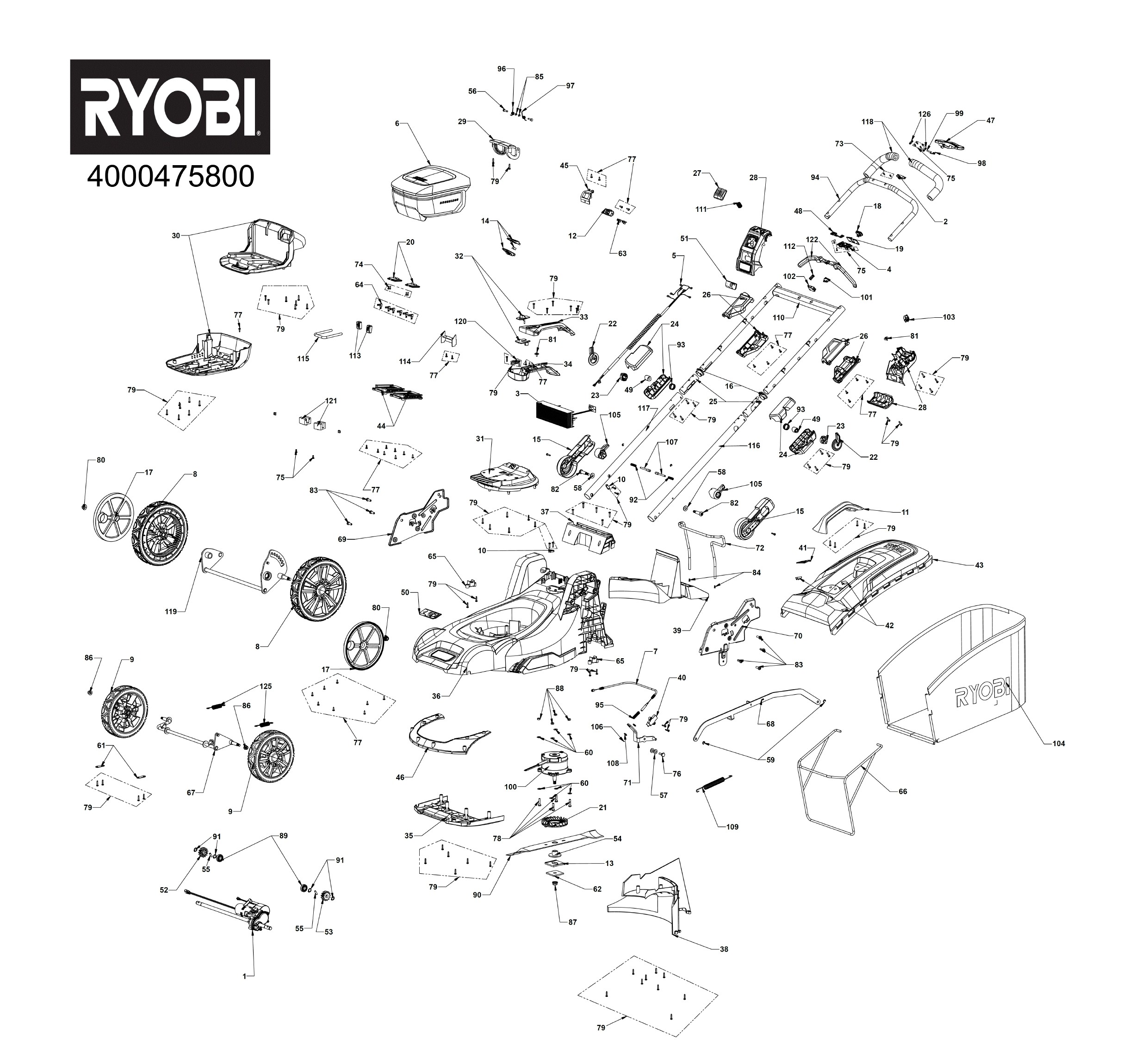 Pièces détachées Tondeuse Ryobi RY36LMXSP46A-150 - 475800