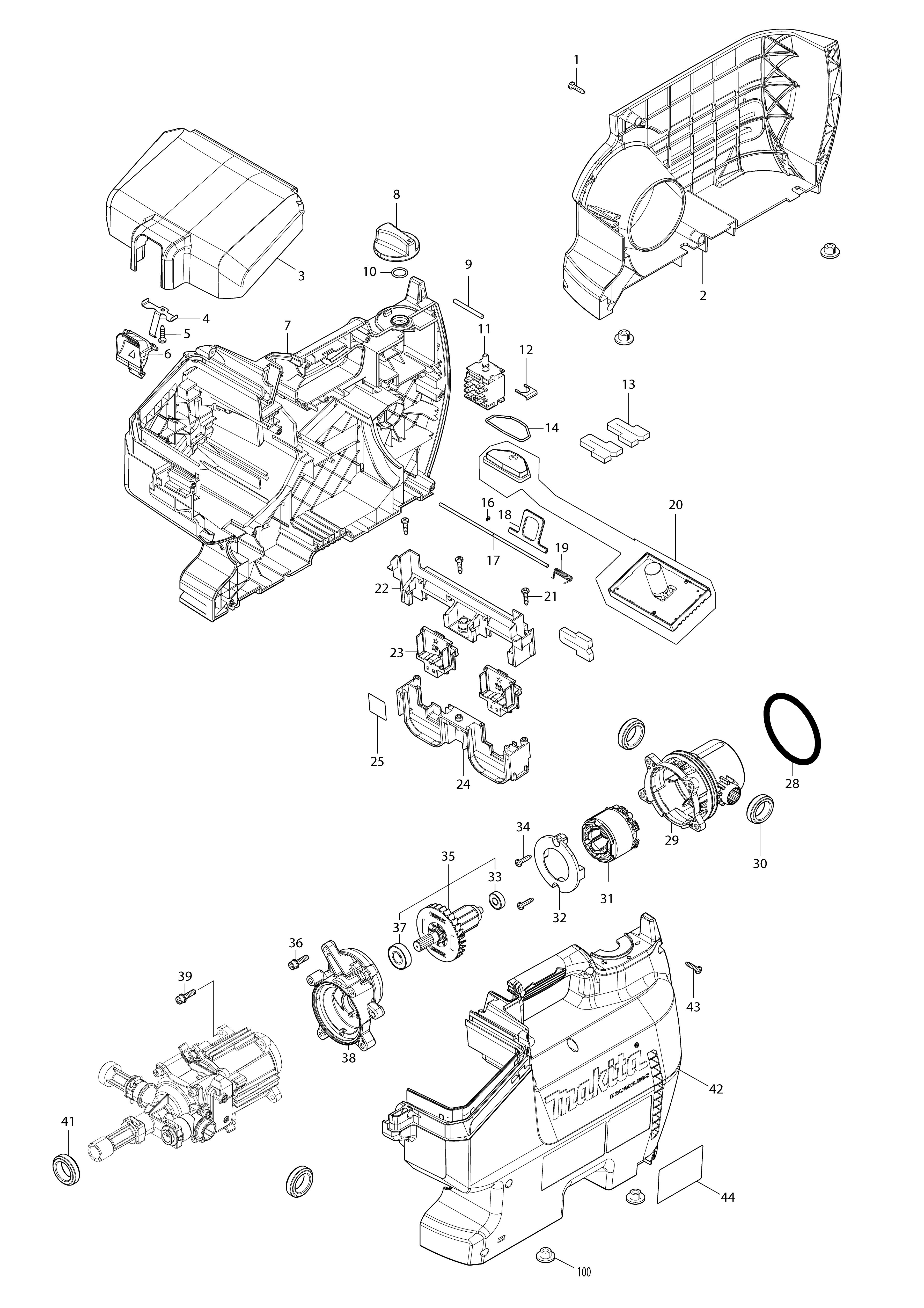 Pièces détachées Nettoyeur à batterie Makita DHW080