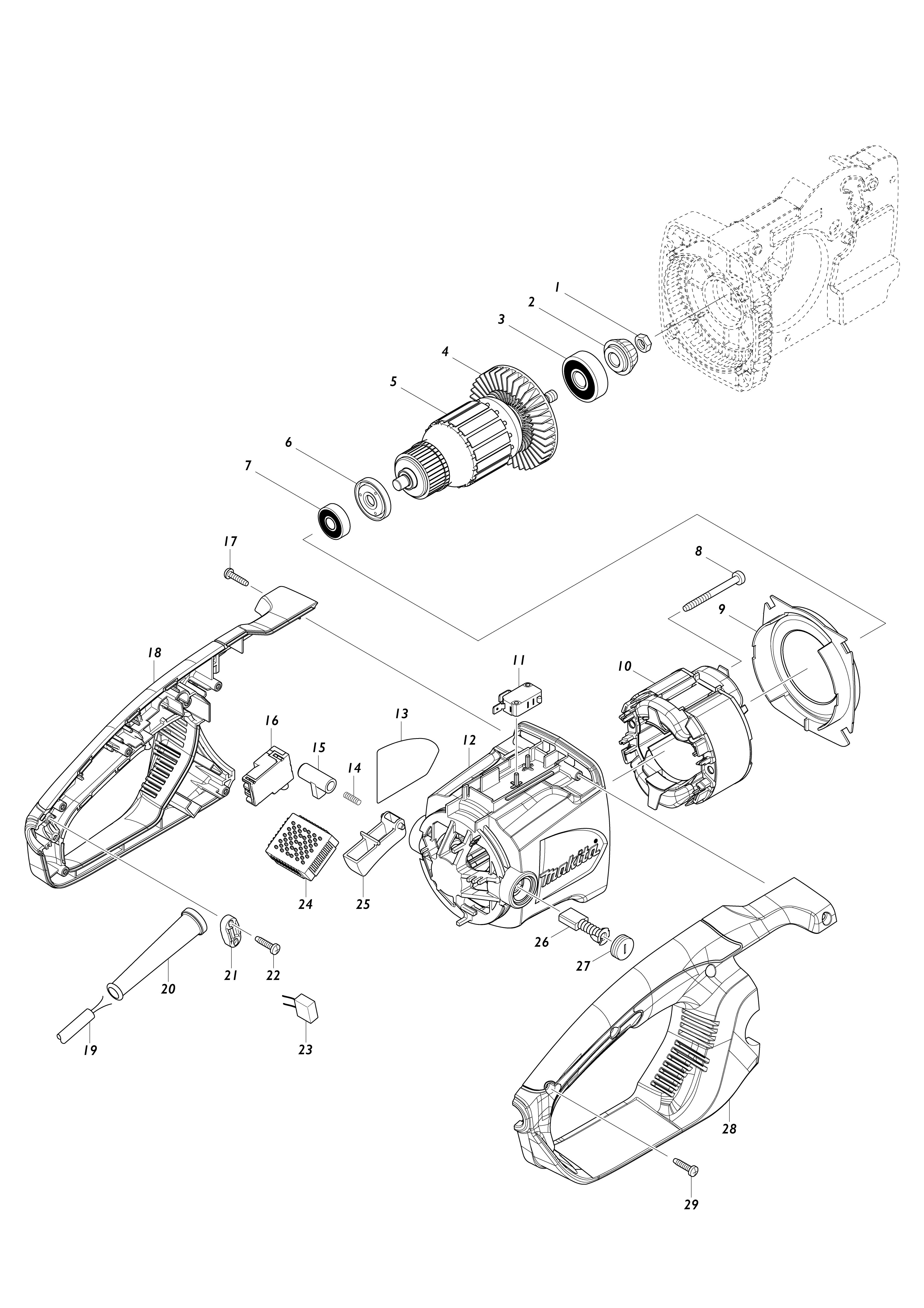 Pièces détachées Tronçonneuse électrique Makita UC3551A
