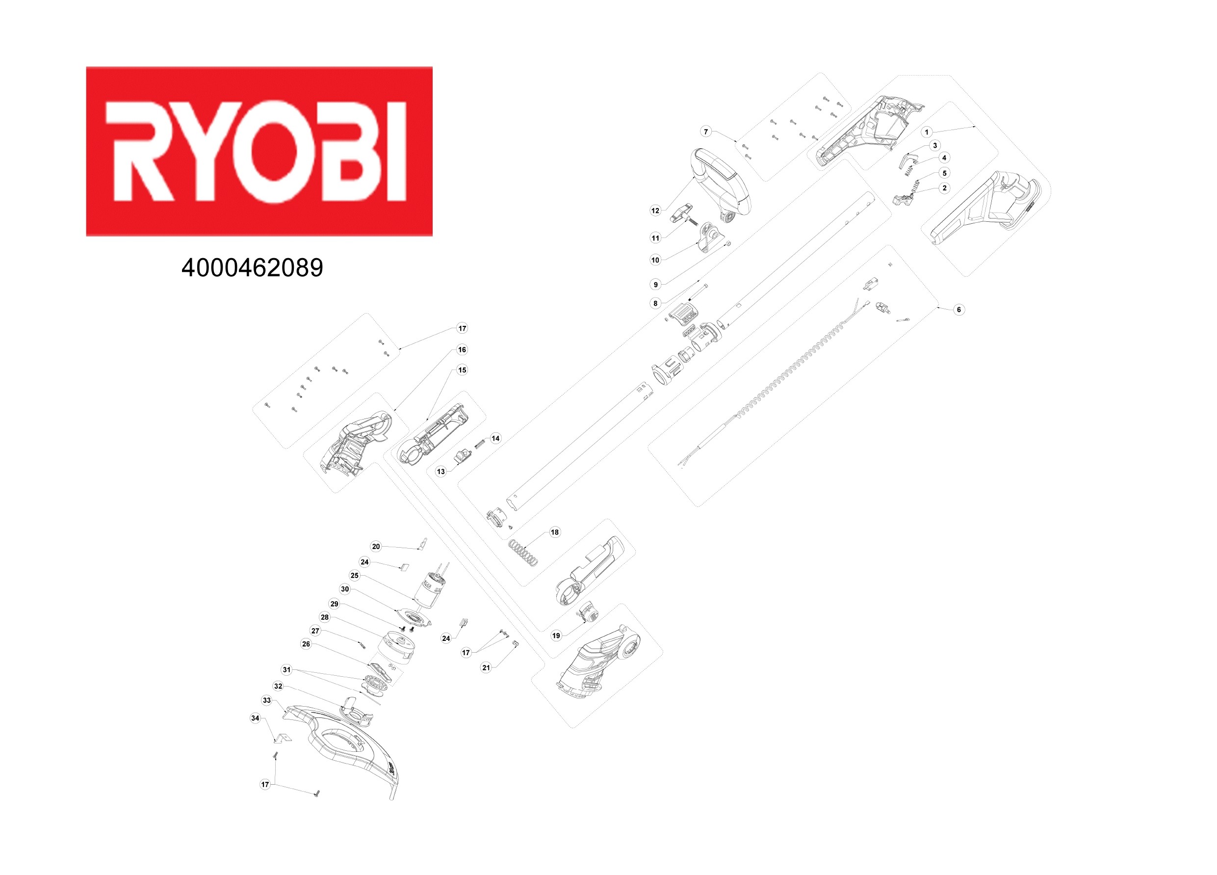 Pièces détachées Débroussailleuse Ryobi RLT183225F - 462089