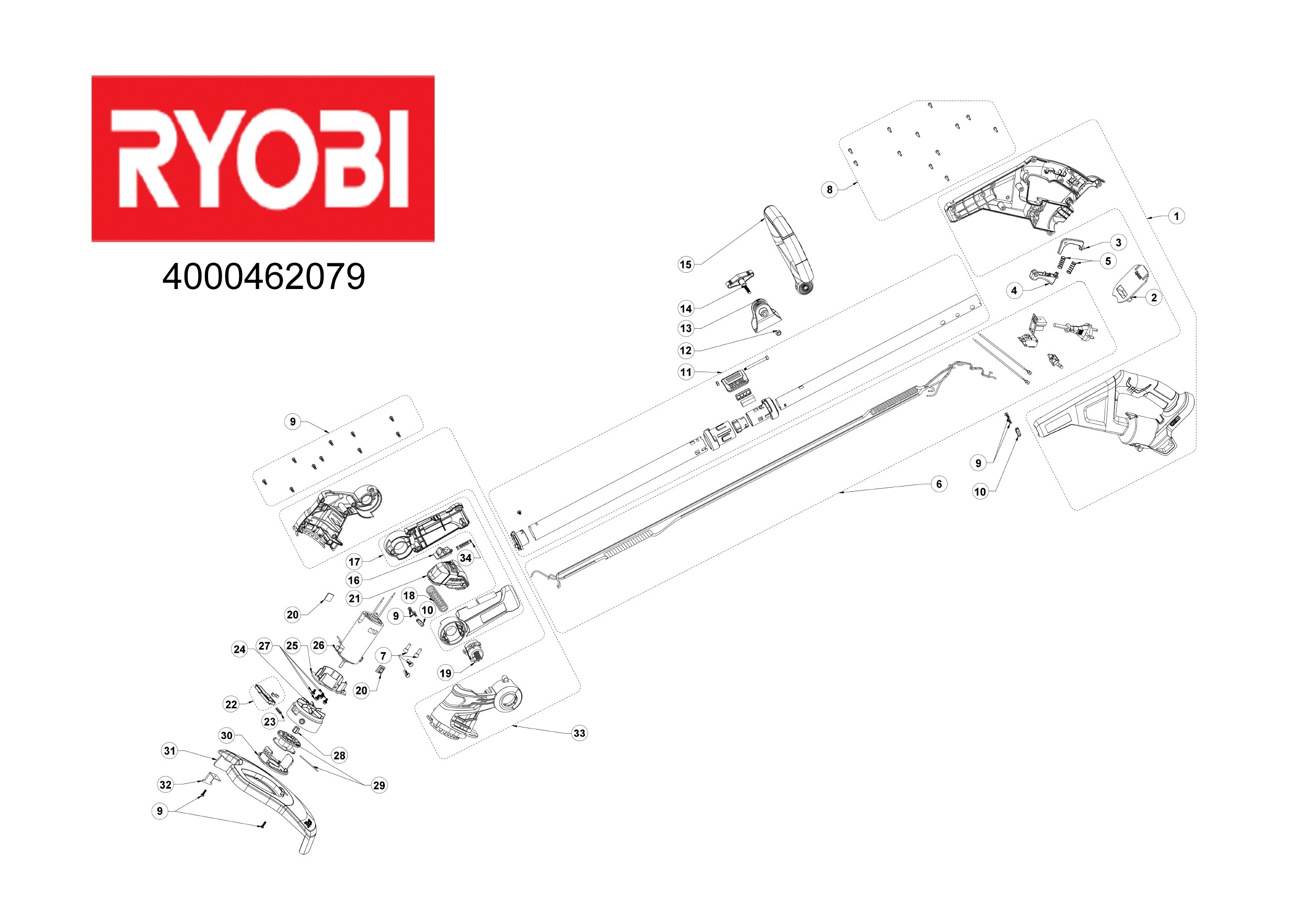 Pièces détachées Débroussailleuse Ryobi RLT1831H25F - 462079
