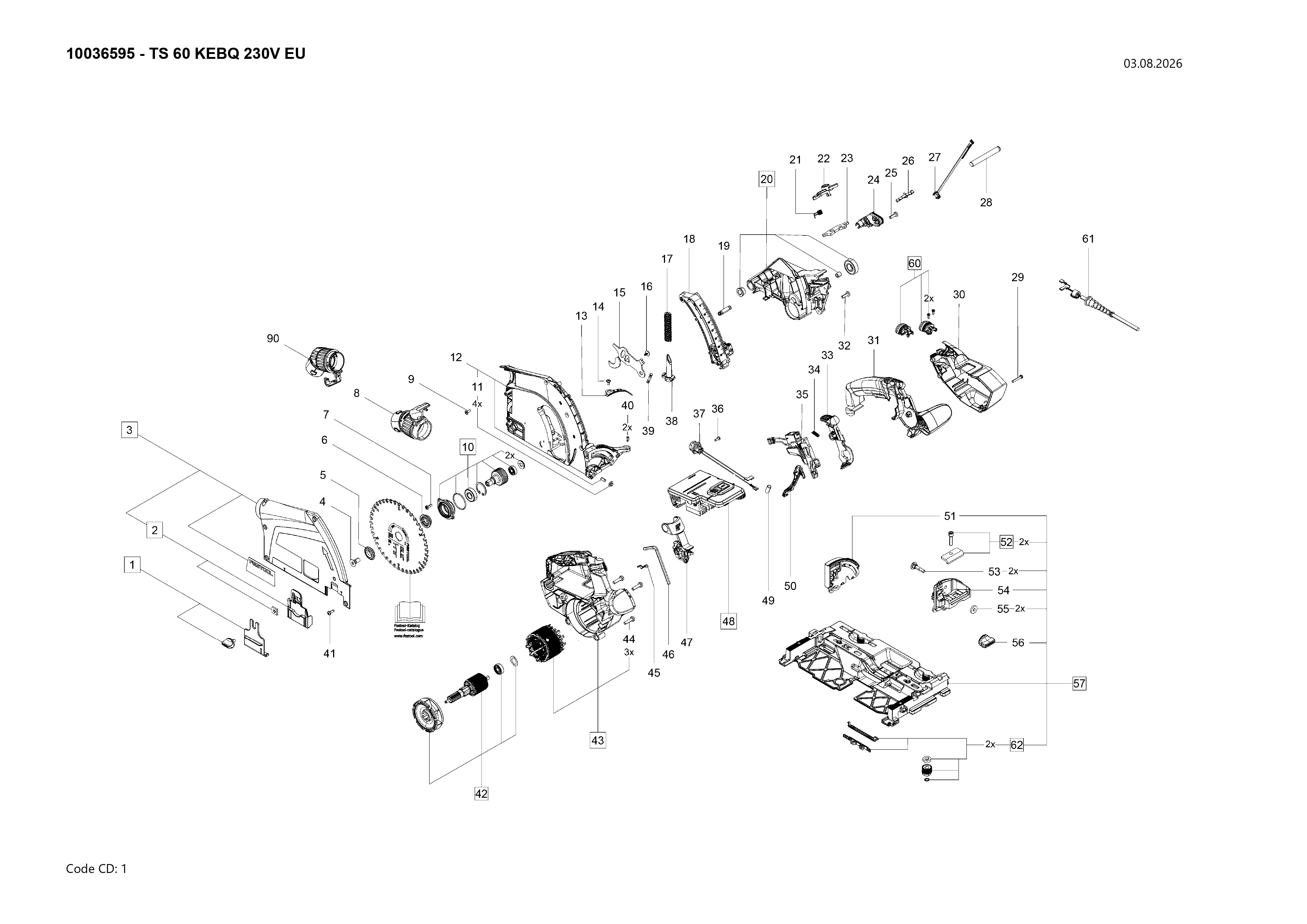 Pièces détachées Scie circulaire Festool TS 60 KEBQ - 10036595