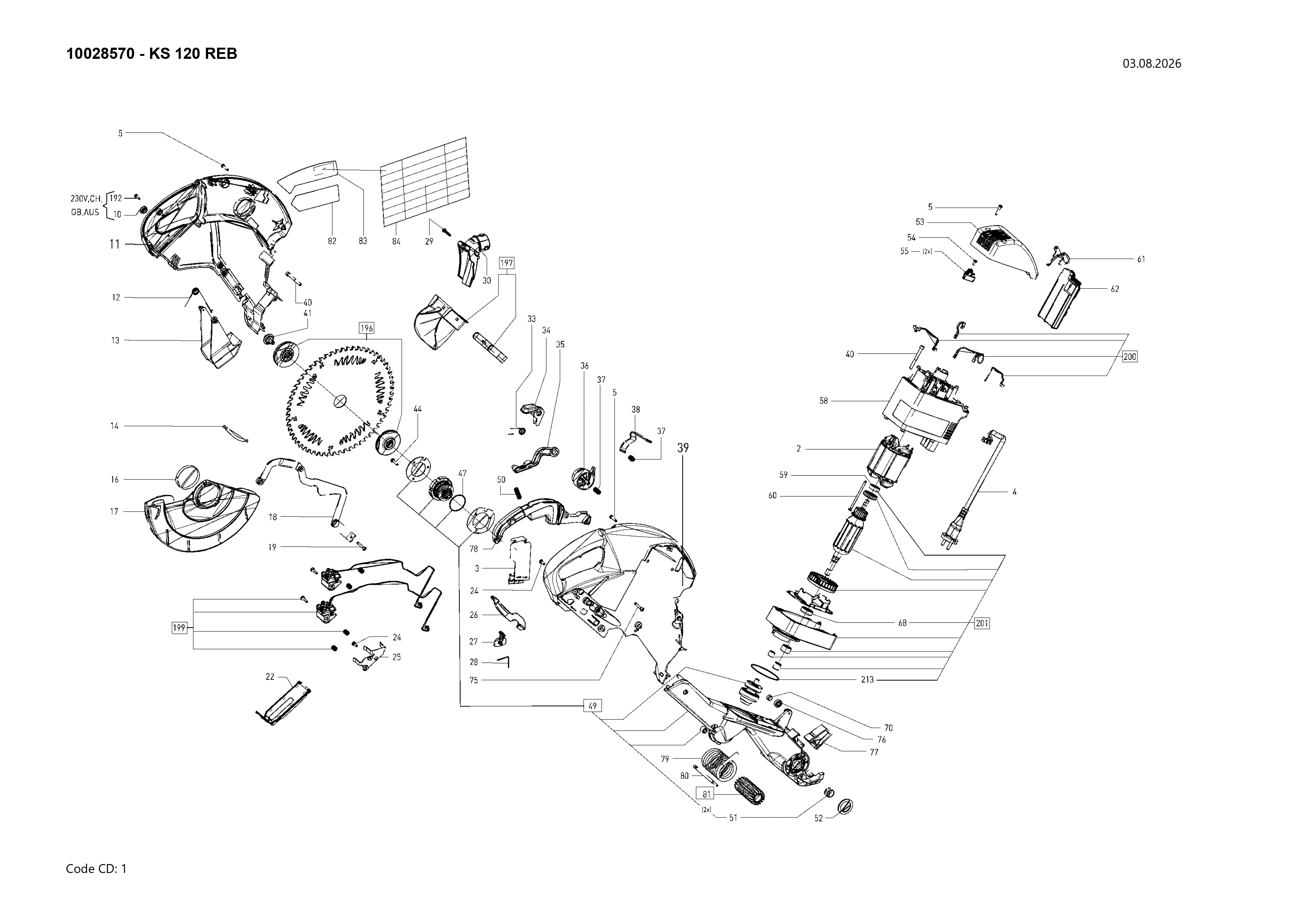 Pièces détachées Scie à onglet  Festool KS 120 REB - 10028570