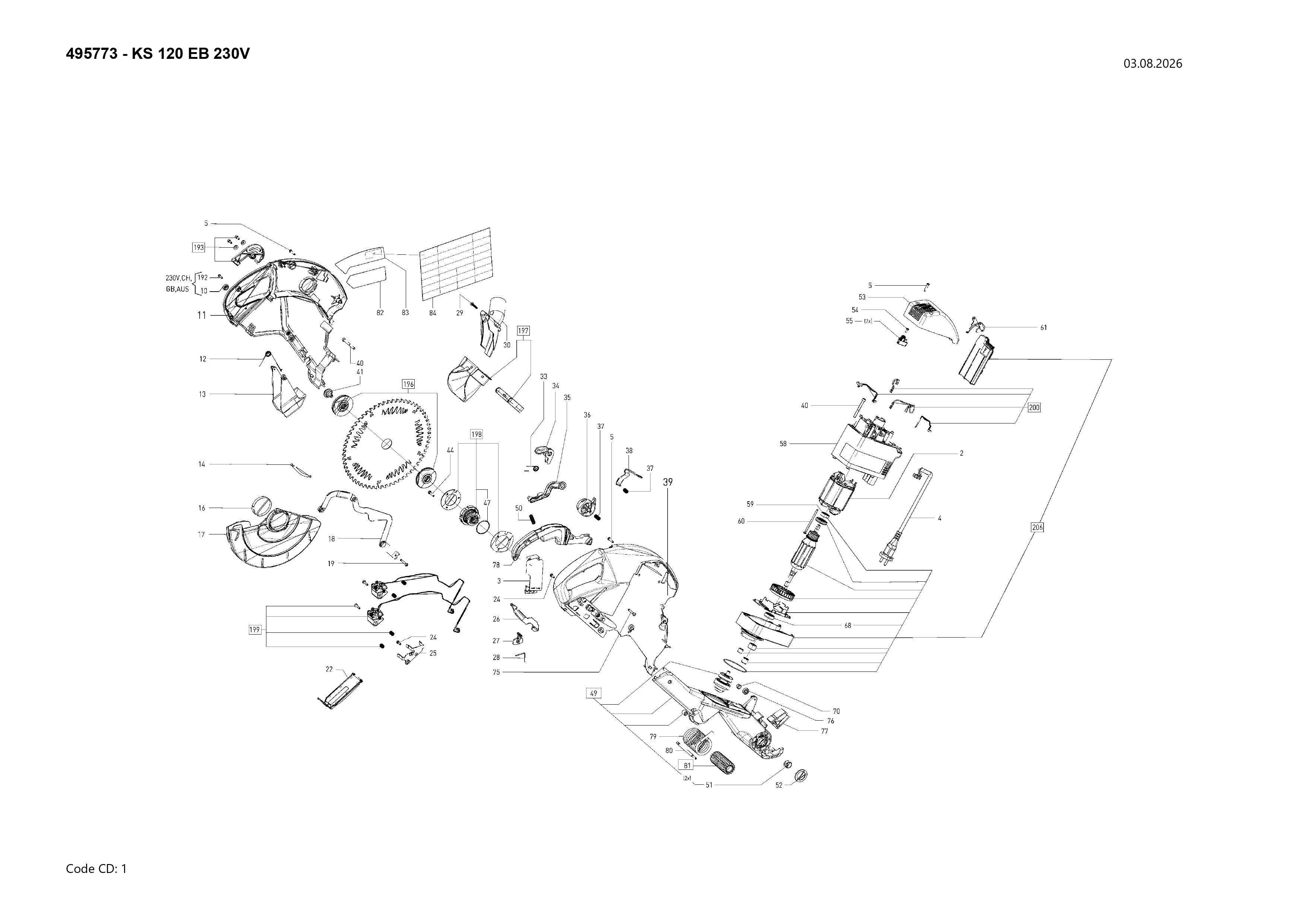 Pièces détachées Scie à onglet  Festool KS 120 EB - 495773