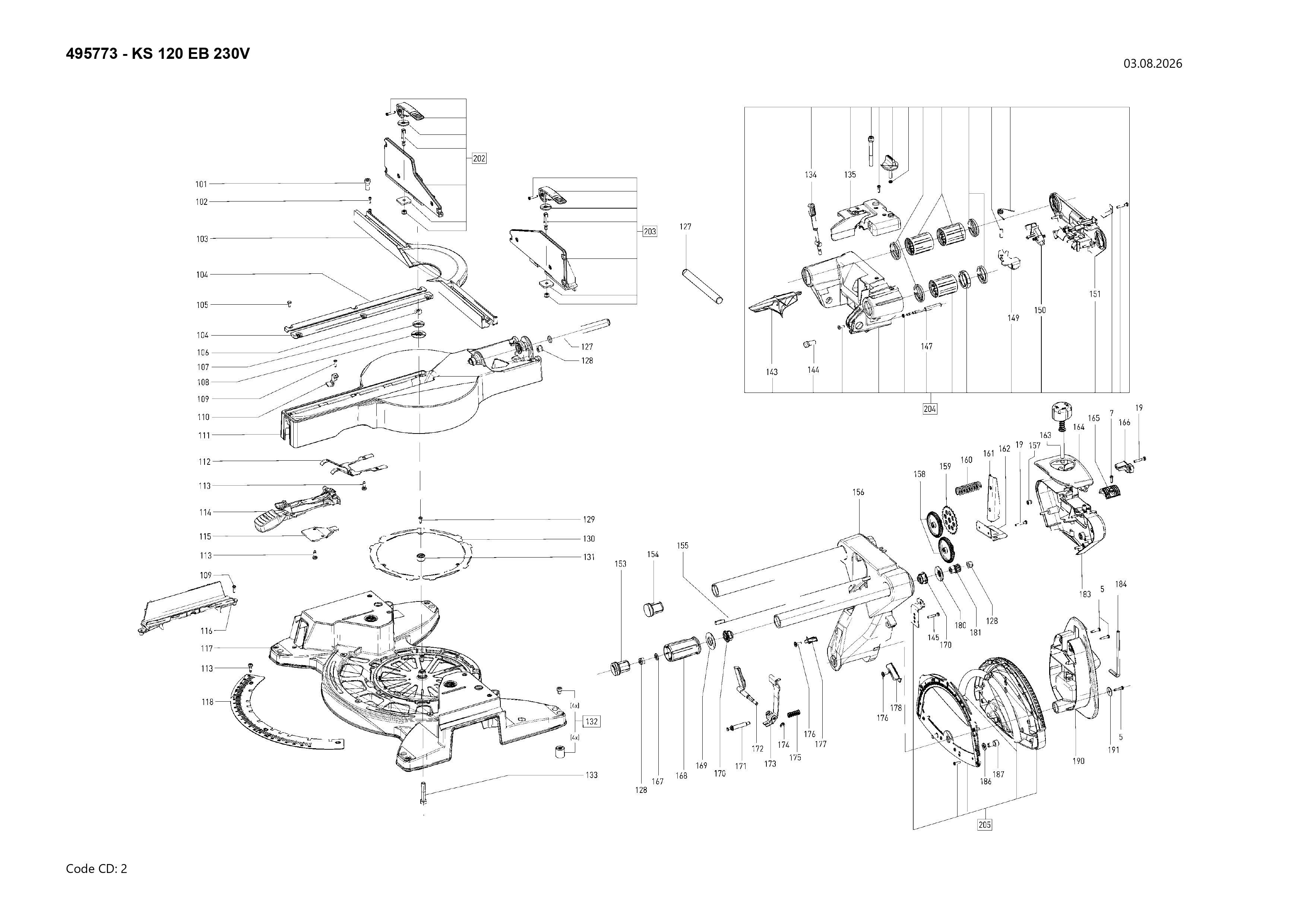 Pièces détachées Scie à onglet  Festool KS 120 EB - 495773