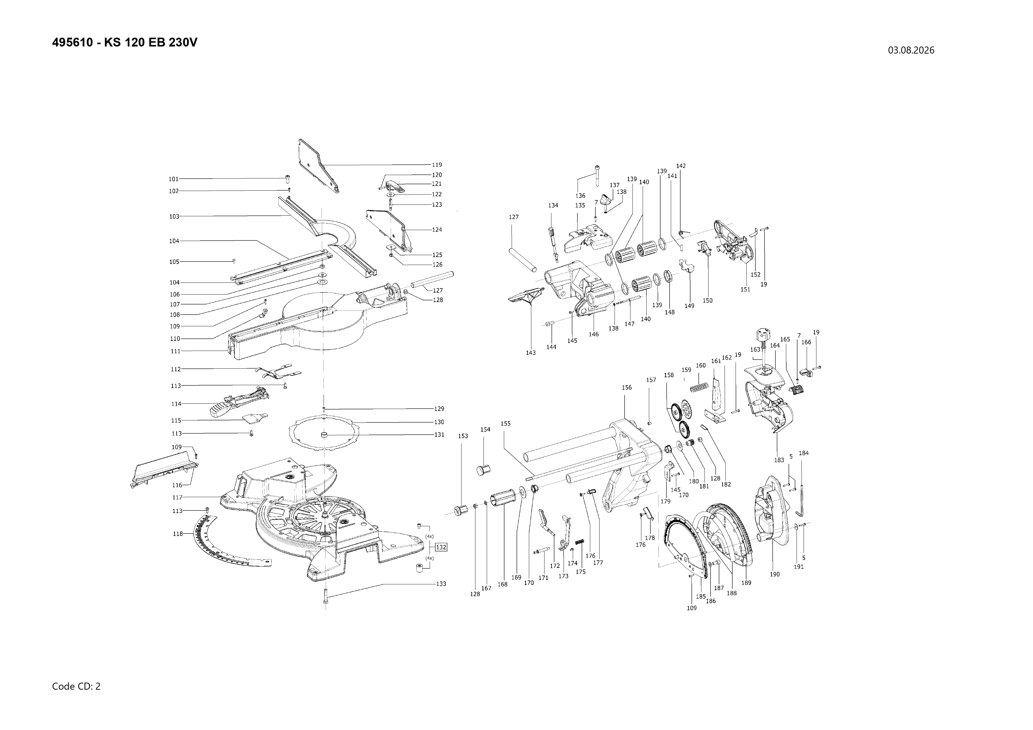 Pièces détachées Scie à onglet  Festool KS 120 EB - 495610