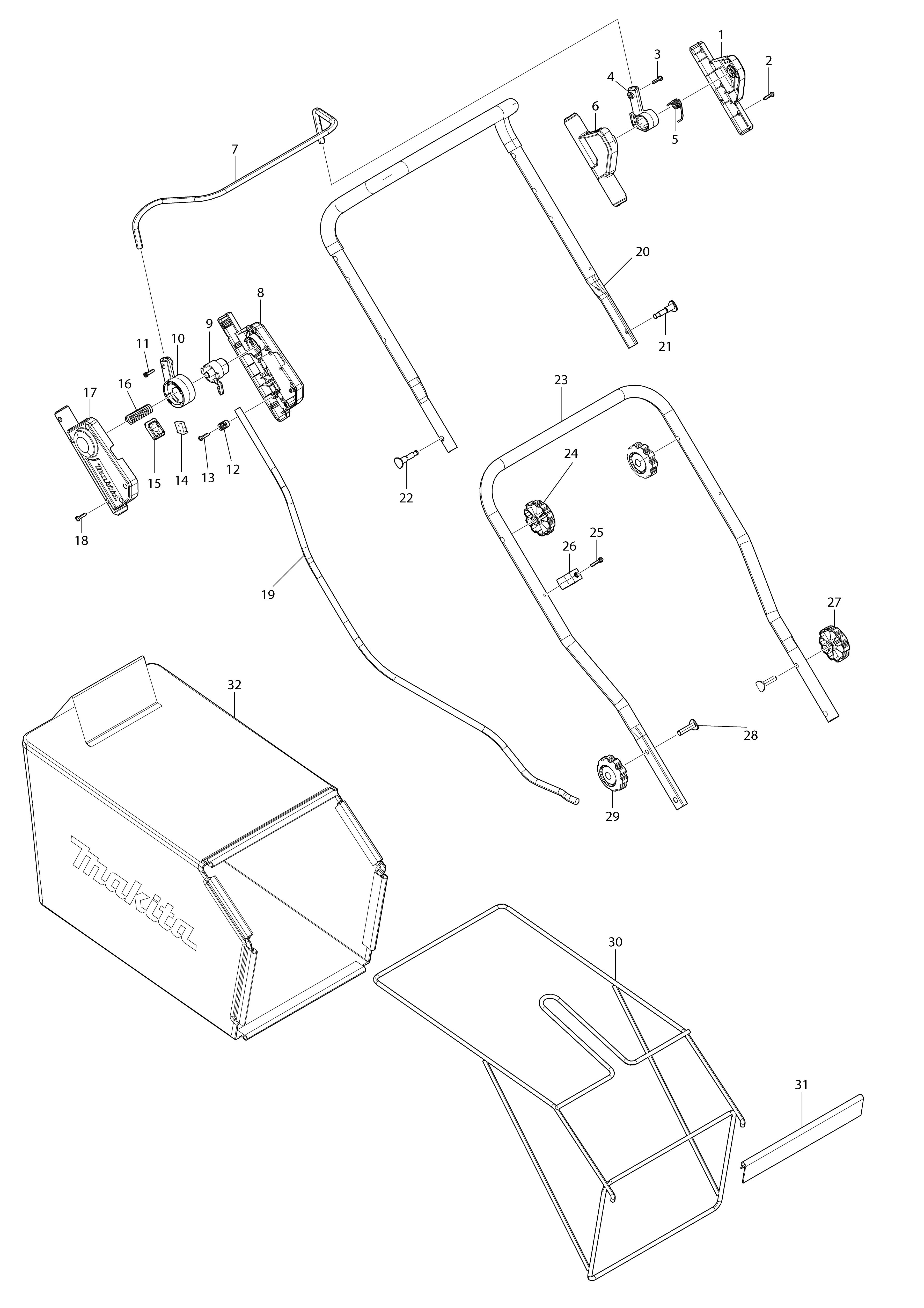 Pièces détachées Tondeuse pousée Makita DLM466