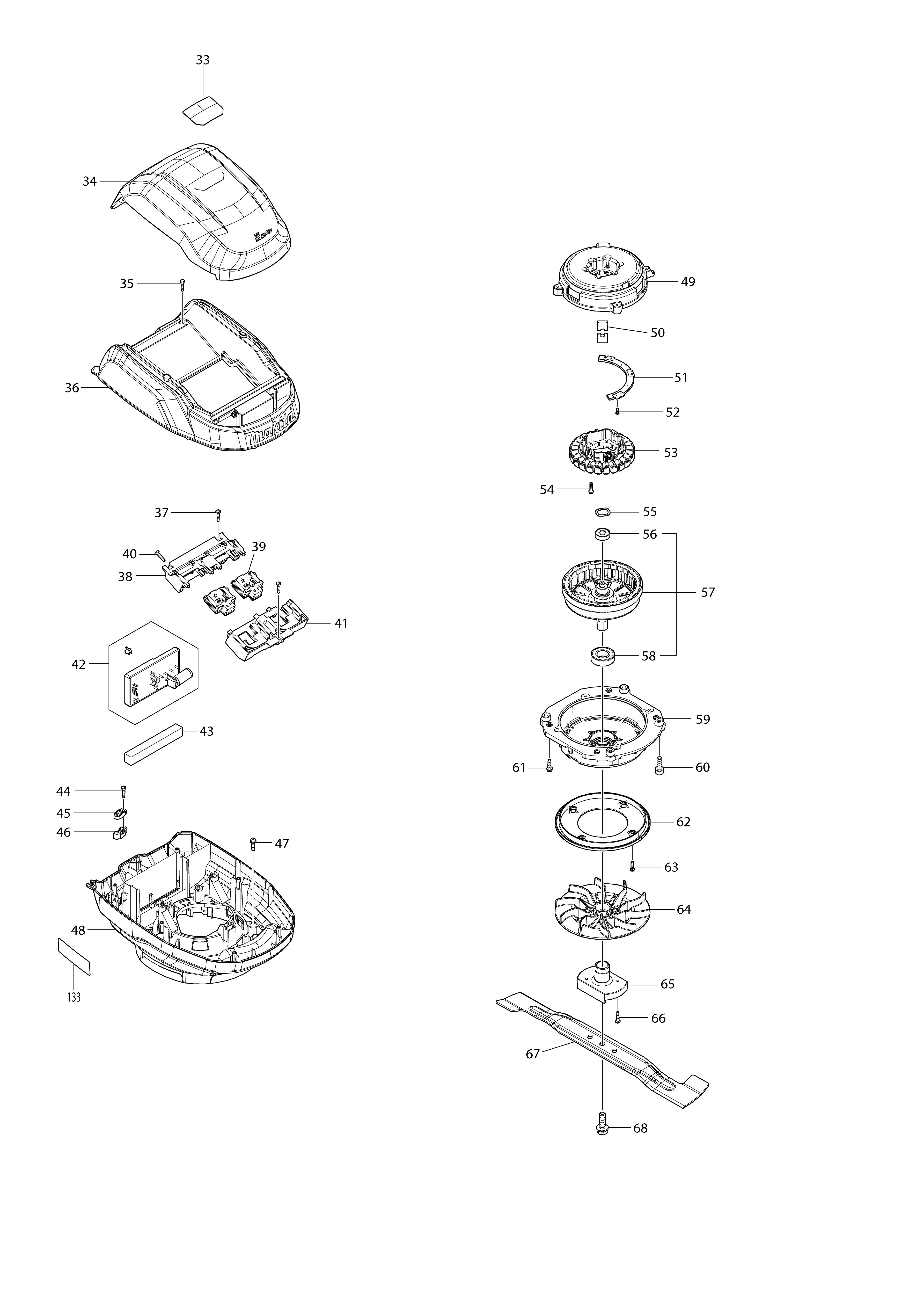 Pièces détachées Tondeuse pousée Makita DLM466