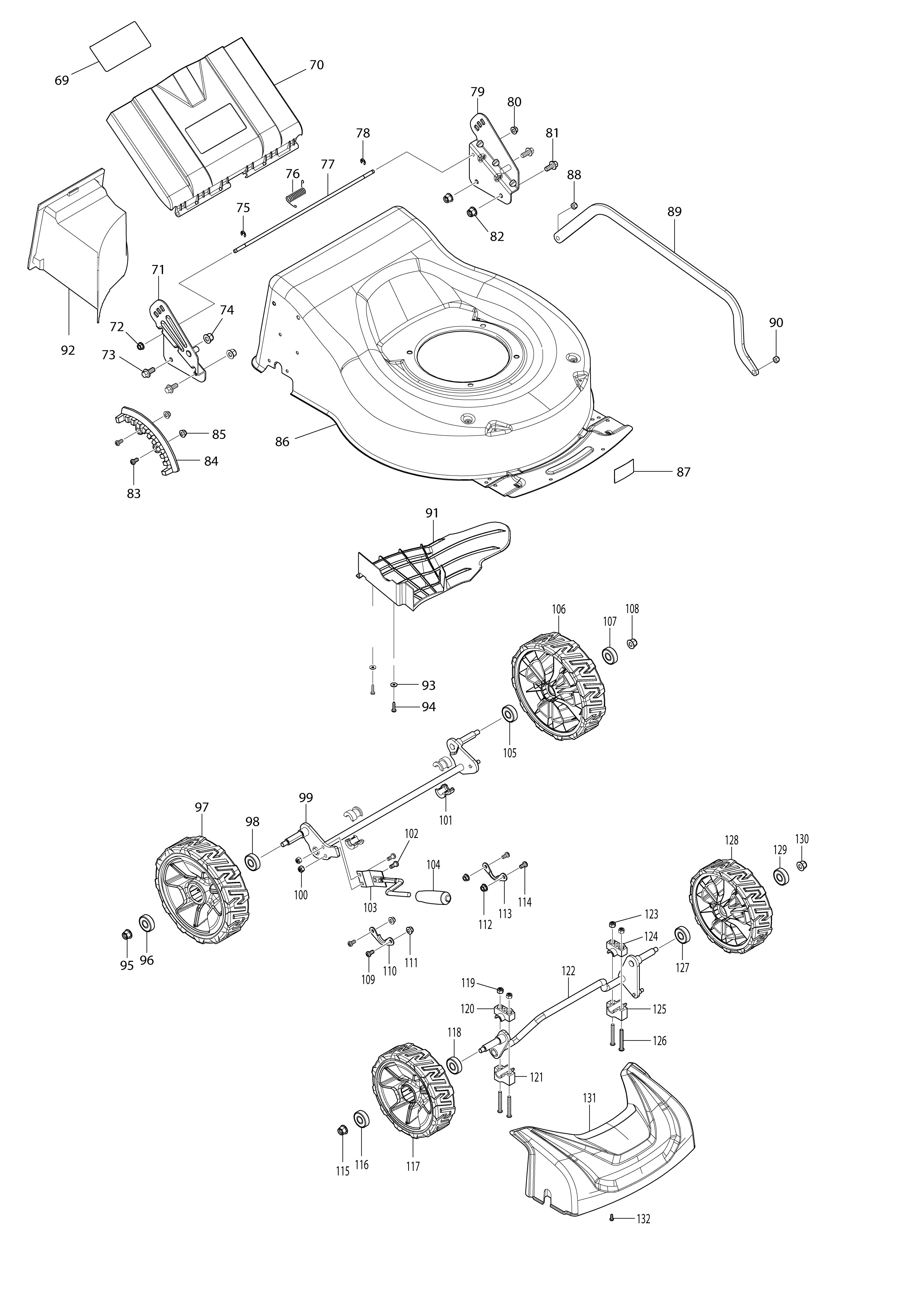 Pièces détachées Tondeuse pousée Makita DLM466