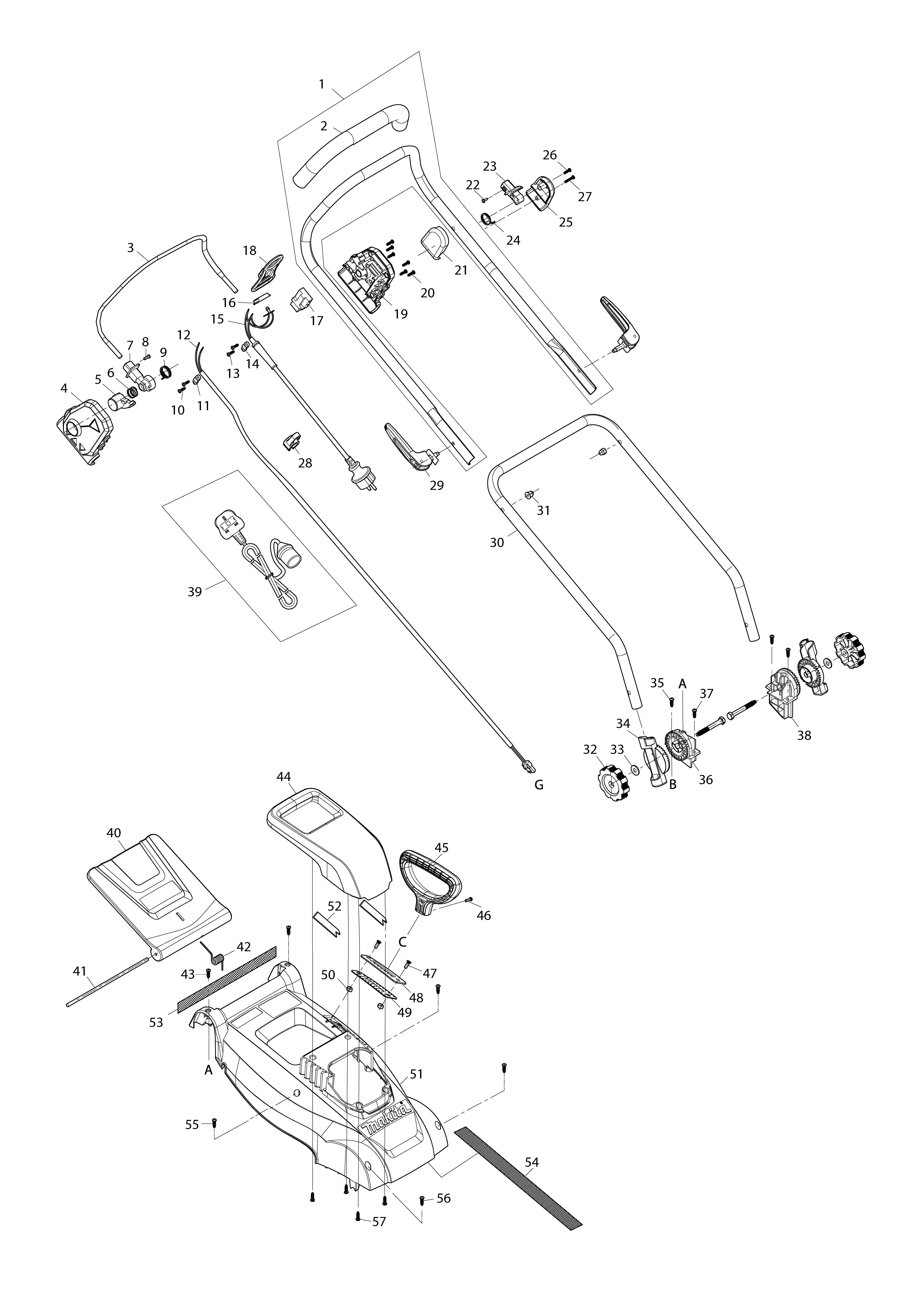 Pièces détachées Tondeuse électrique Makita ELM4120