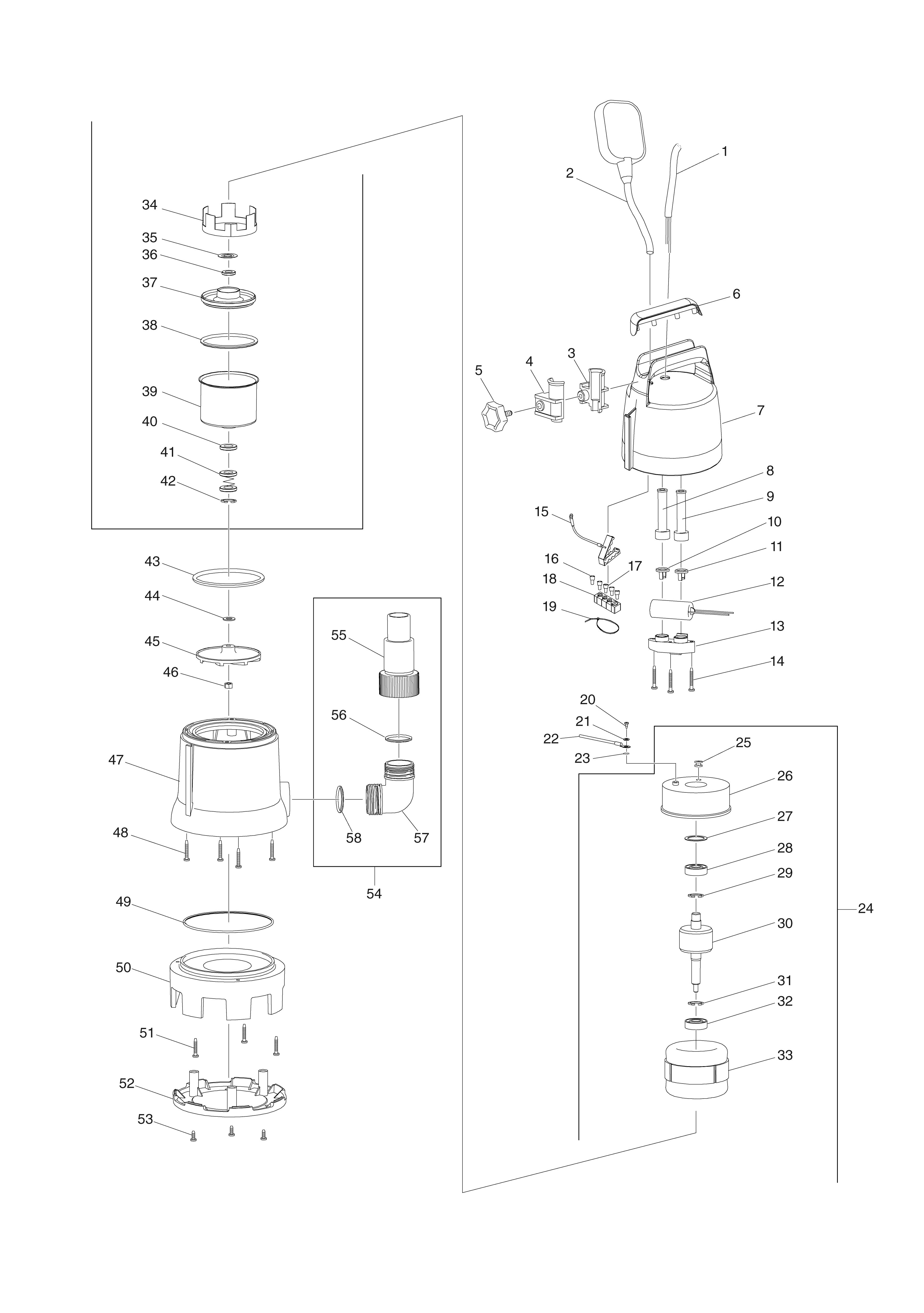 Pièces détachées Pompe à eau électrique - vide cave Makita PF1010