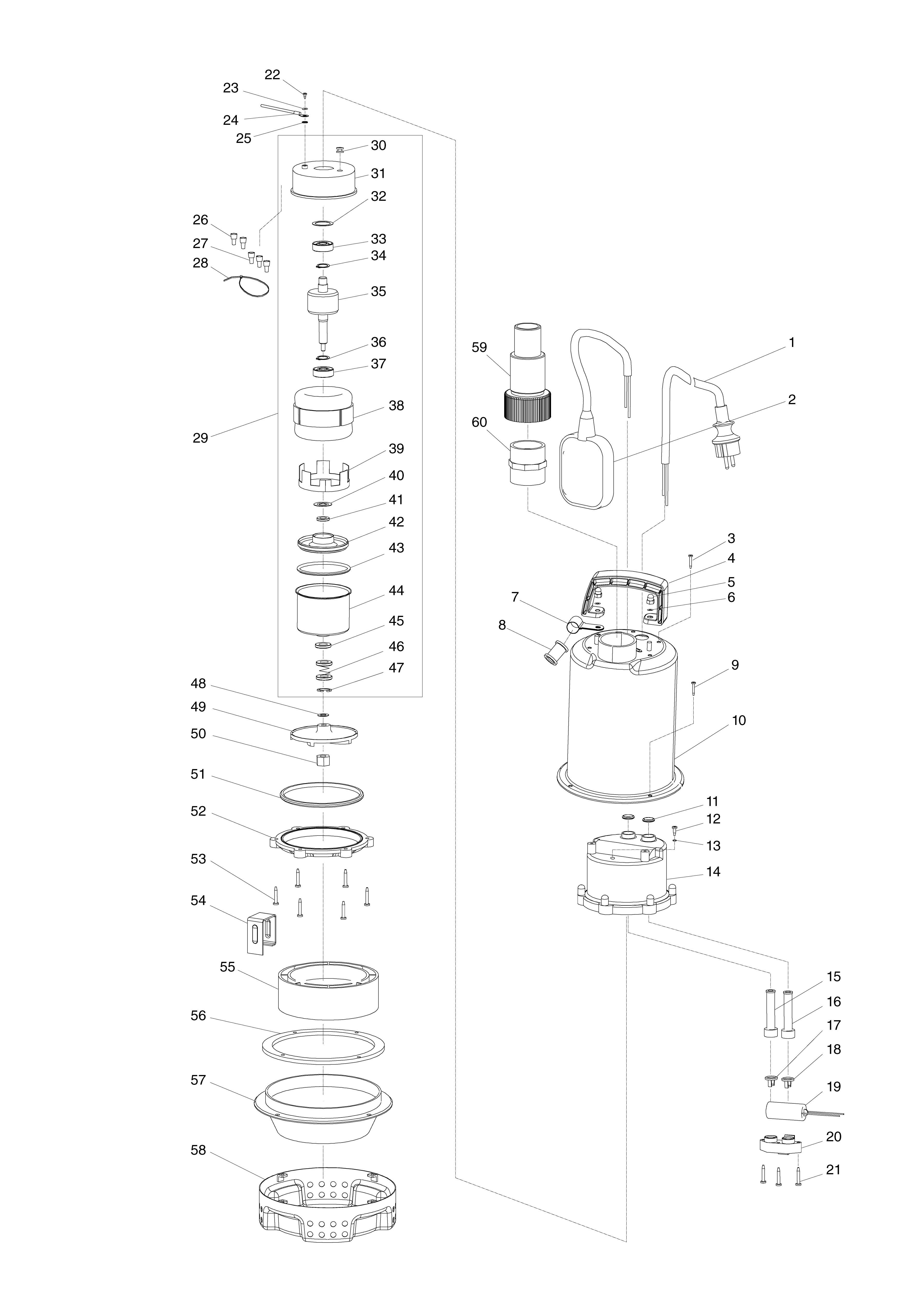 Pièces détachées Pompe à eau électrique - vide cave Makita PF0403