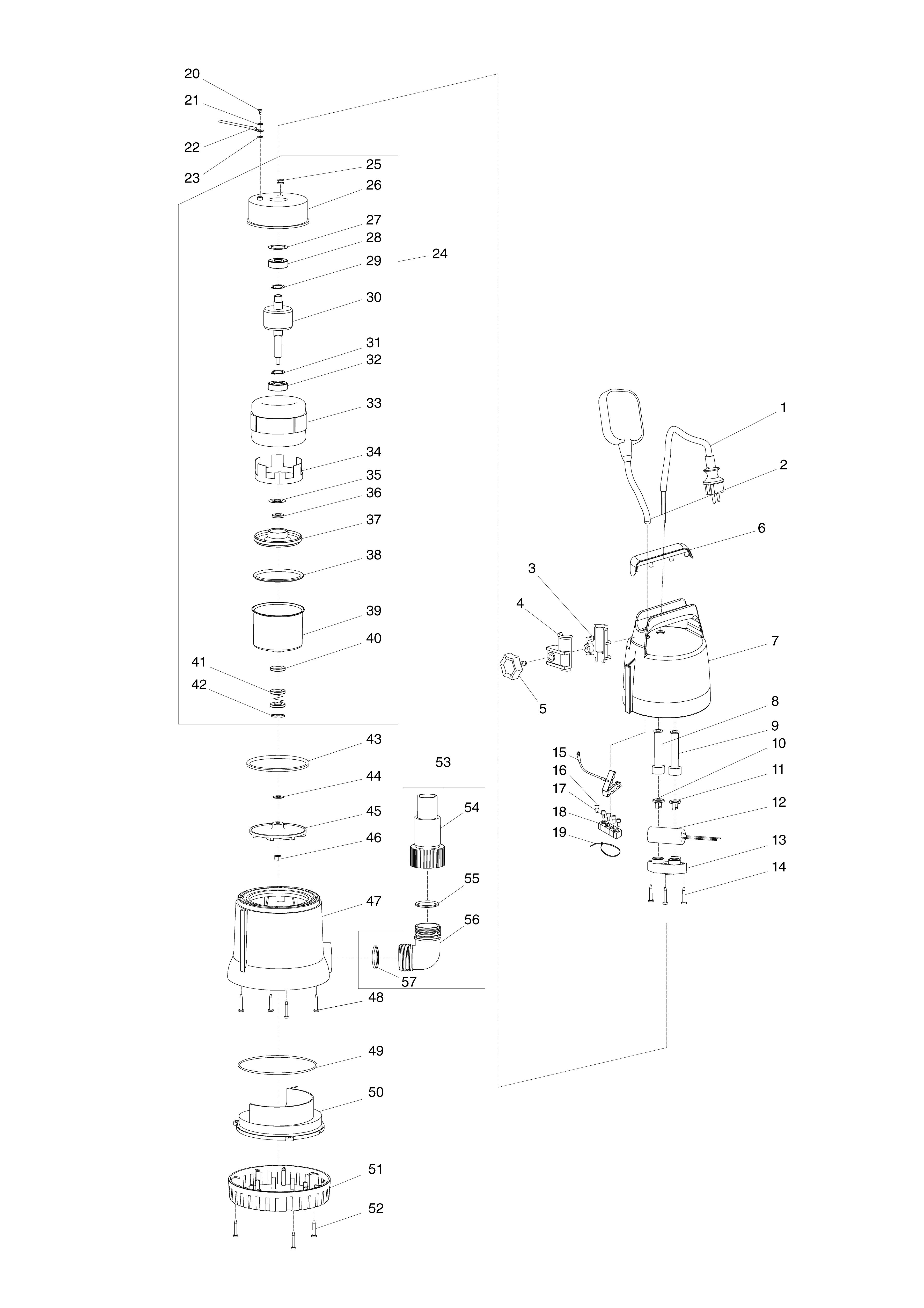 Pièces détachées Pompe à eau électrique - vide cave Makita PF0800