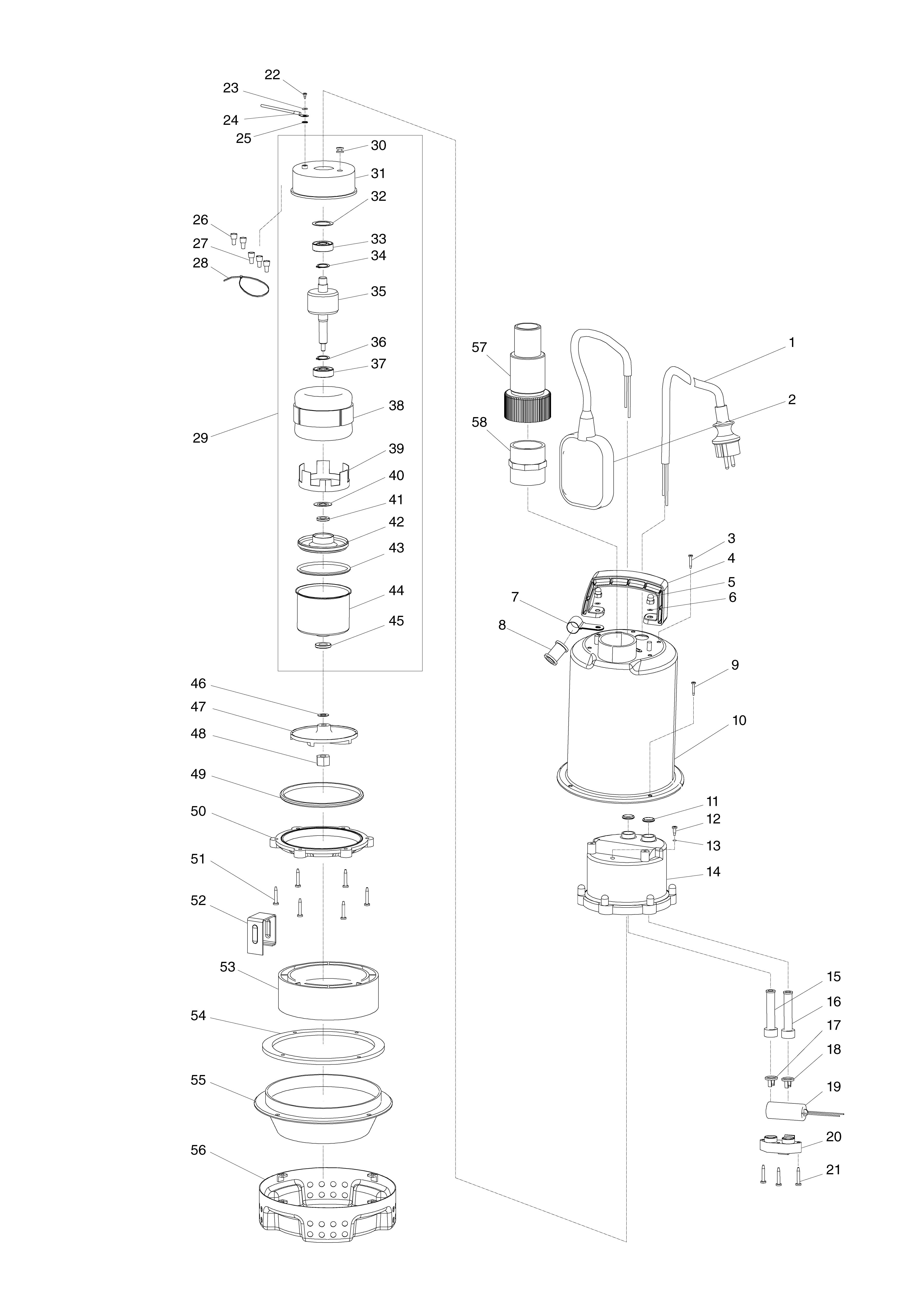 Pièces détachées Pompe à eau électrique - vide cave Makita PF1100