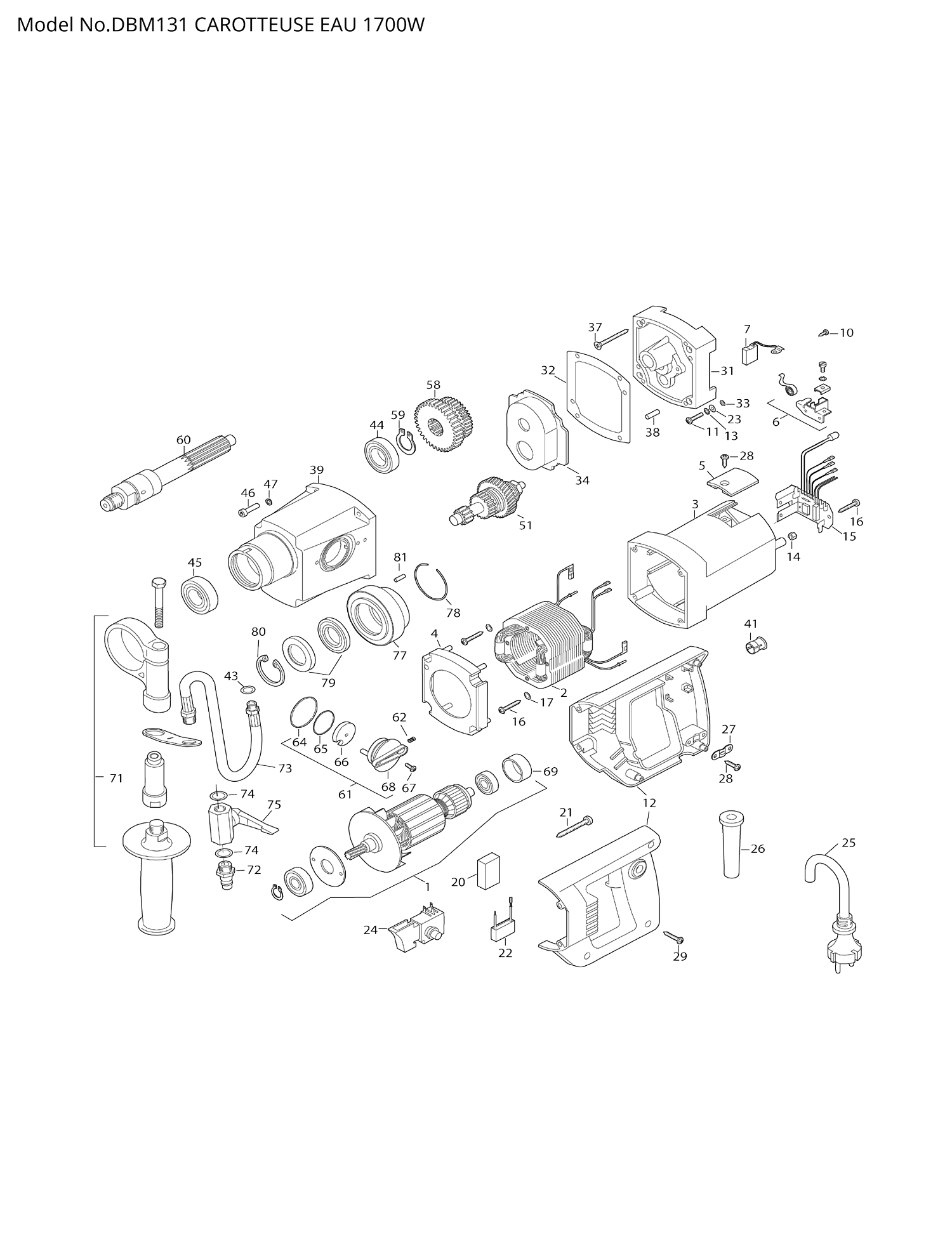Pièces détachées carotteuse Makita DBM131