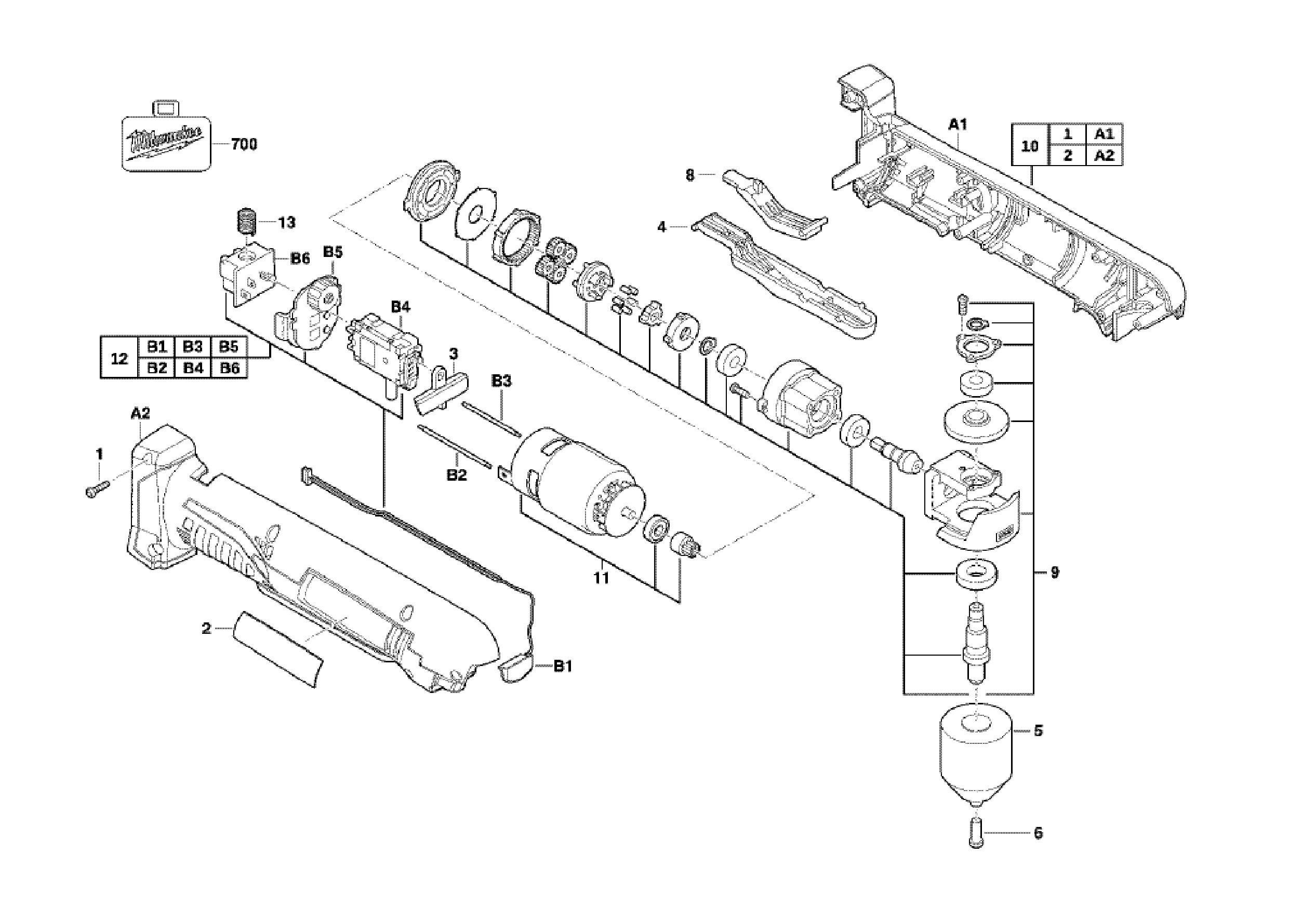 Pièces détachées Perceuse visseuse d'angle Milwaukee C18 RAD - 431248