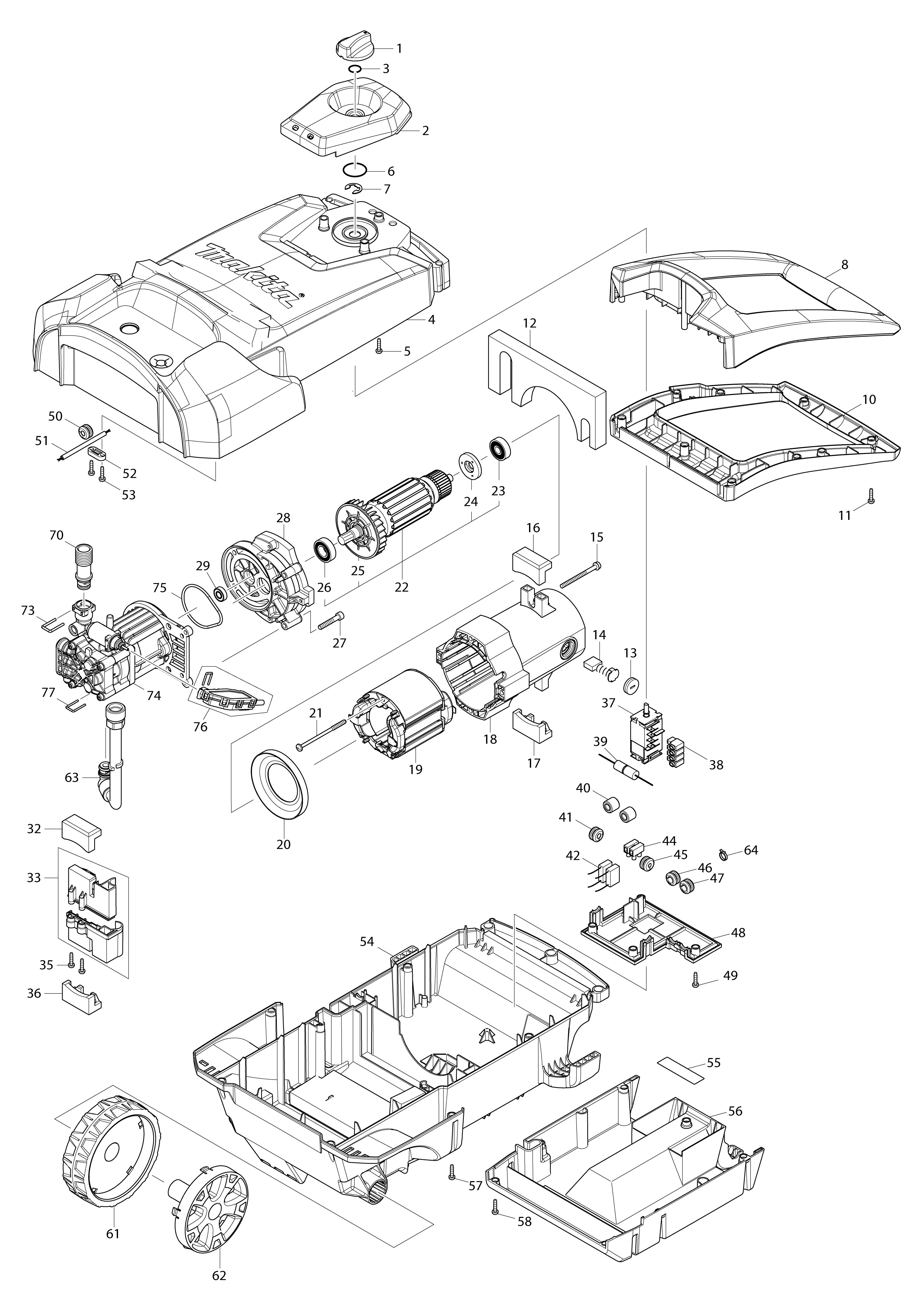 Pièces détachées Nettoyeur haute pression Makita HW1200